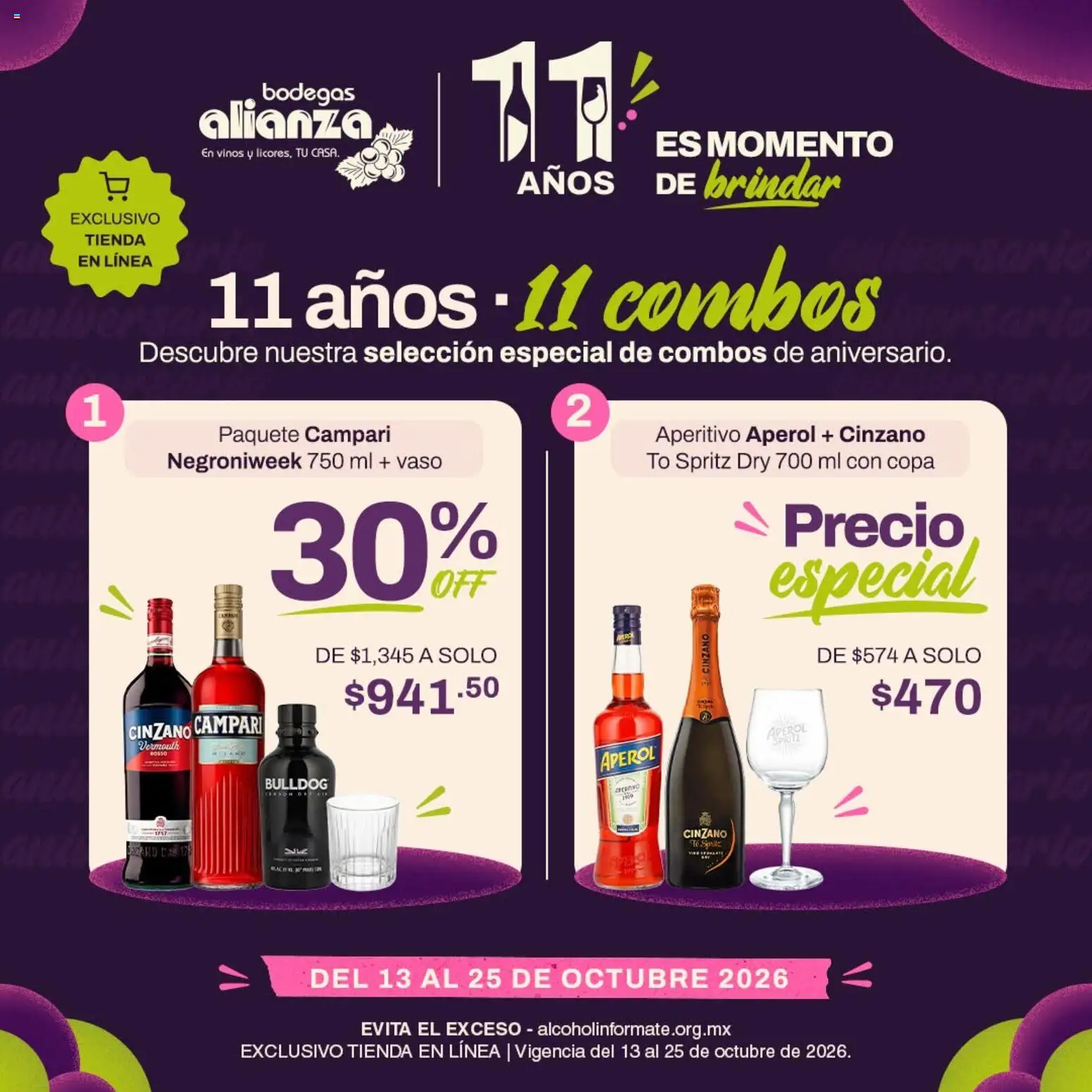 Bodegas Alianza catálogo 11 años 11 combos - página 1- válido desde 13/10/2026