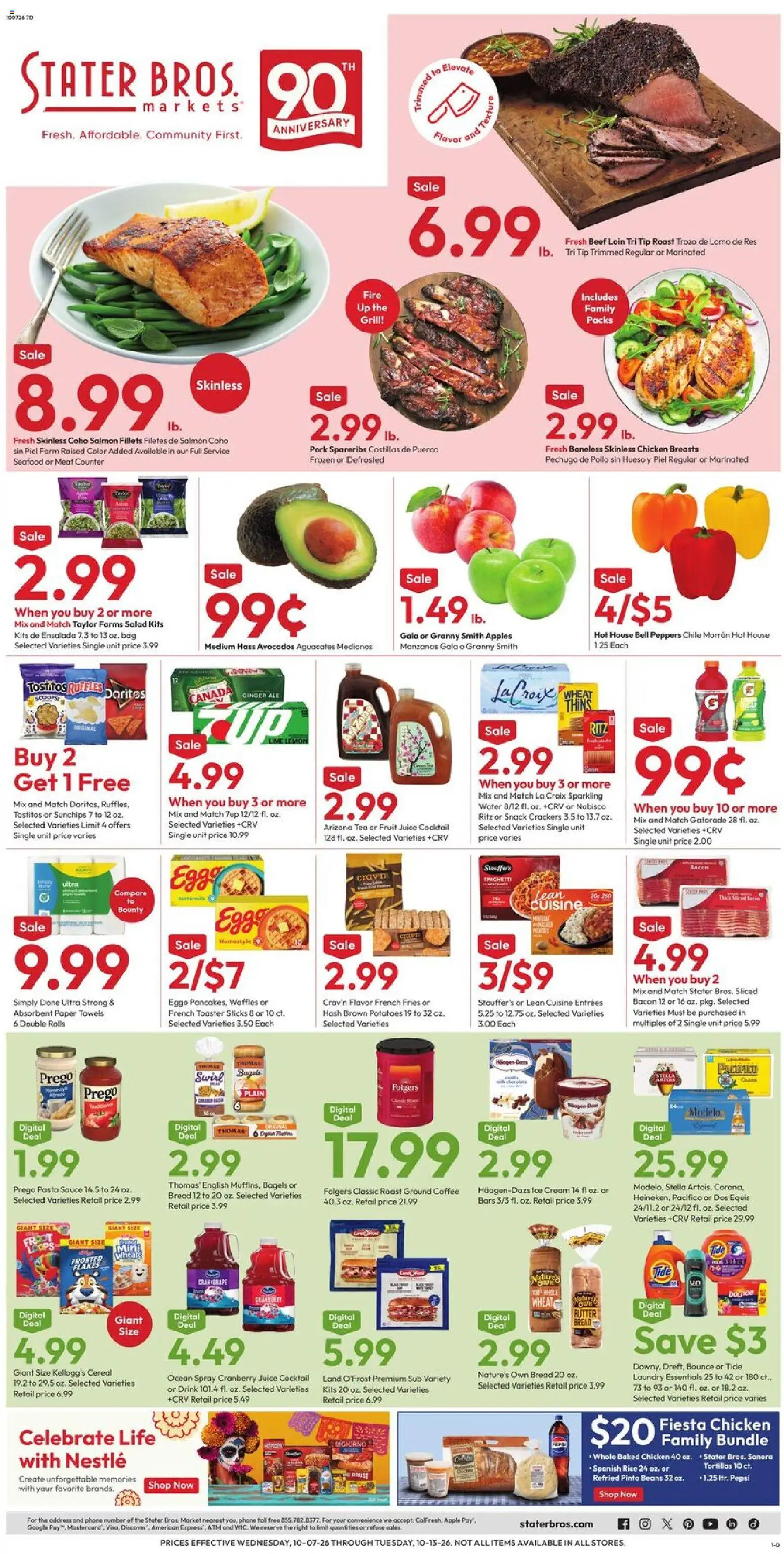 Stater Bros Weekly Ad - page 1- valid from 10/07/2026