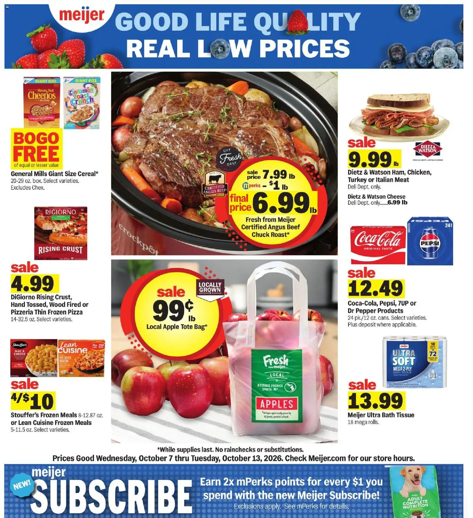 Meijer Weekly Ad - page 1- valid from 10/07/2026