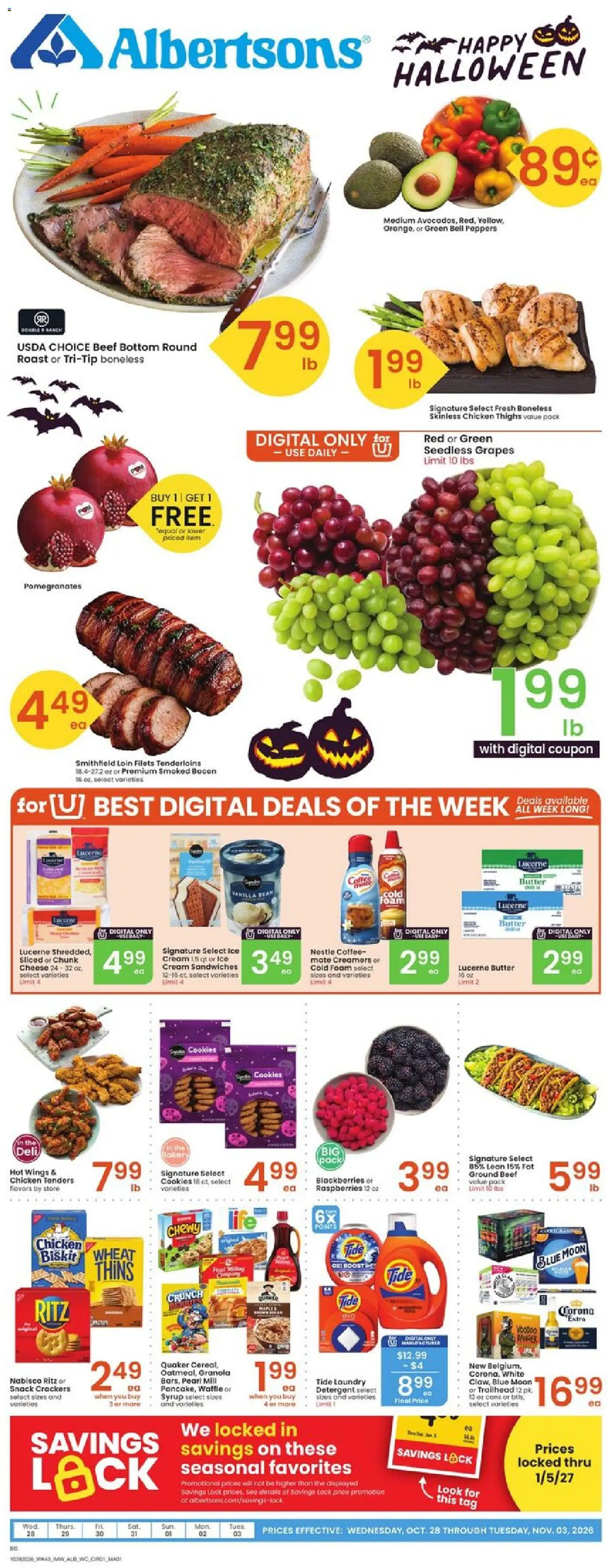 Albertsons Weekly Ad - page 1- valid from 10/28/2026