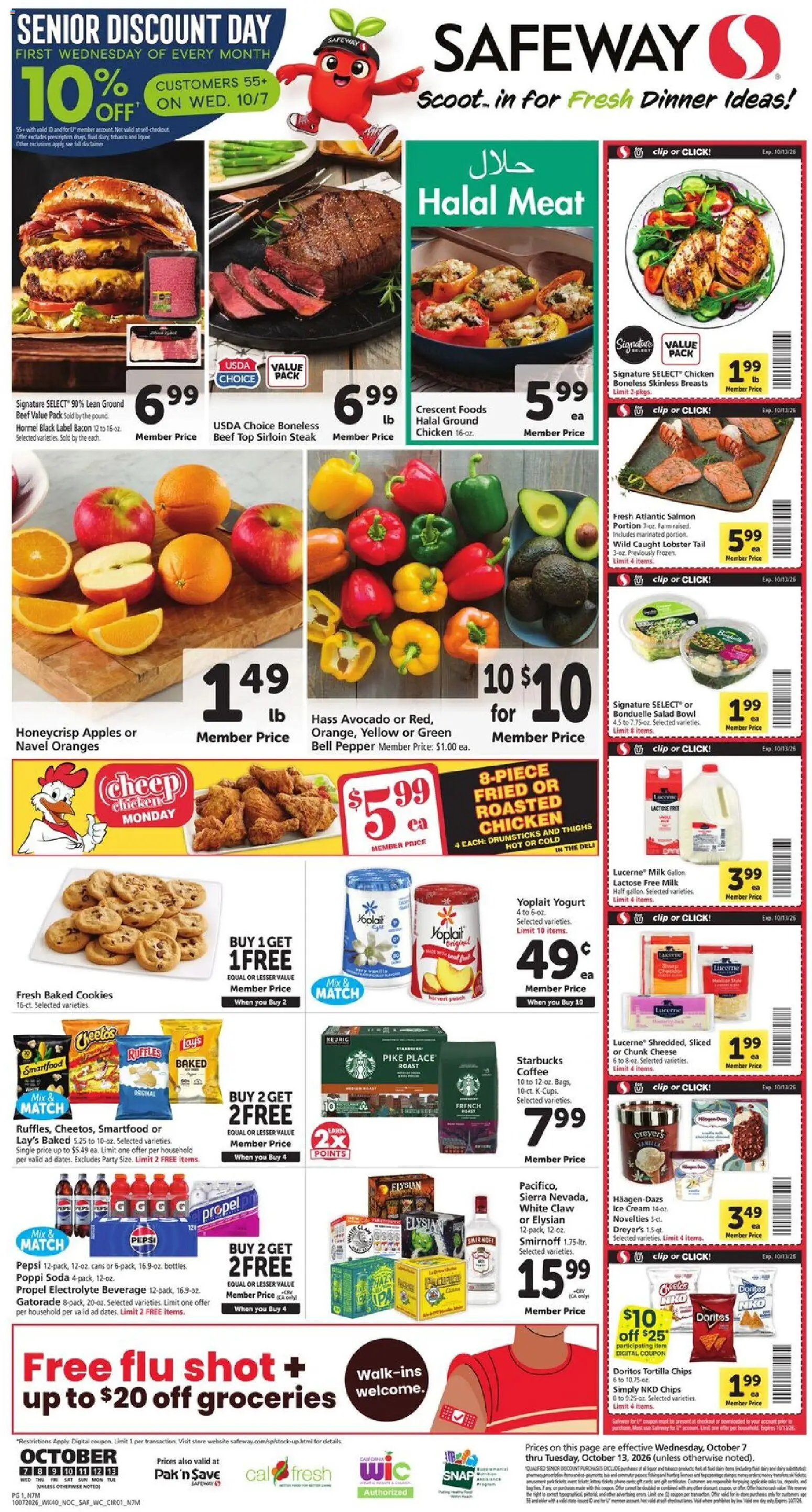 Safeway Weekly Ad - page 1- valid from 10/07/2026