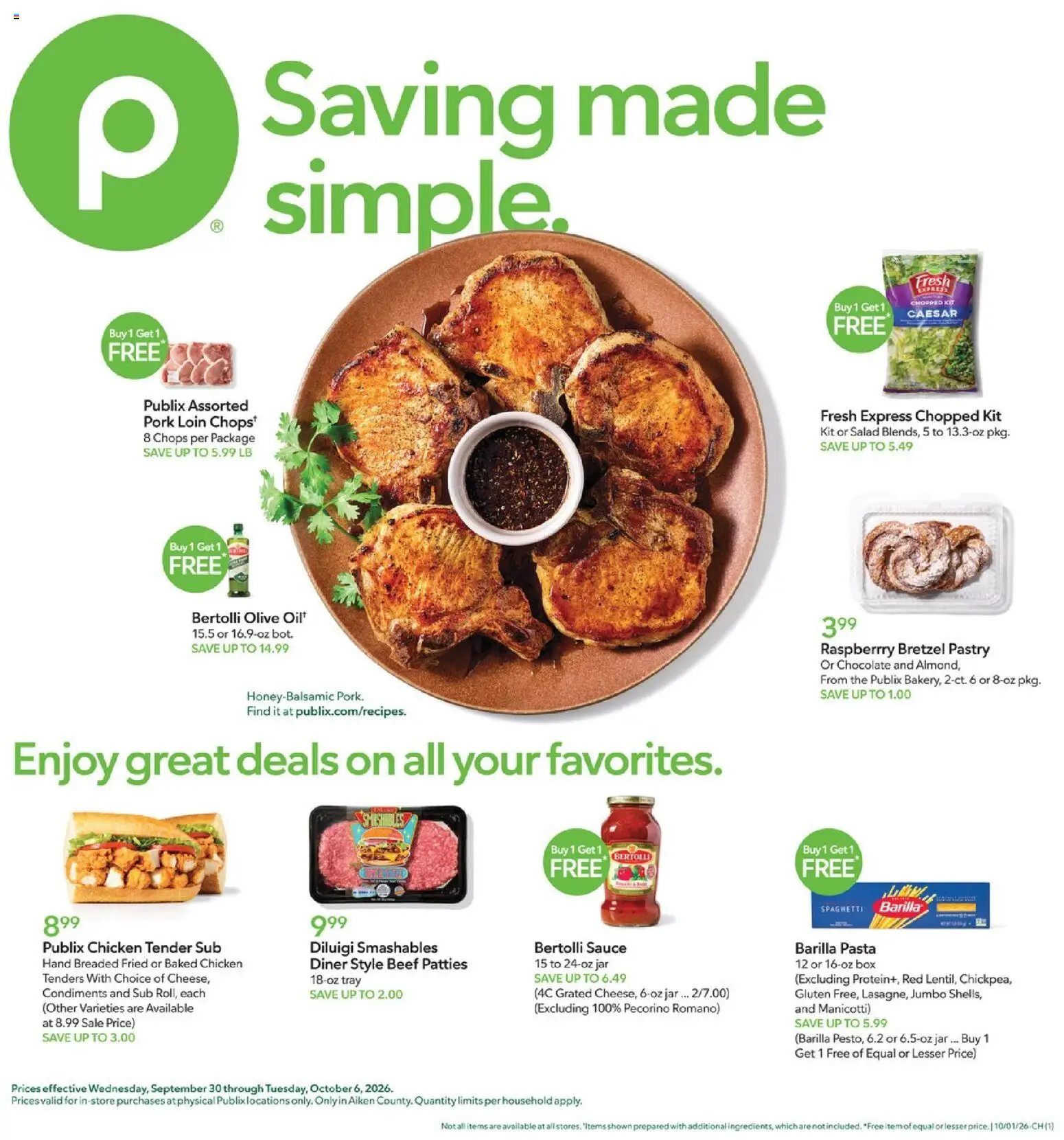 Publix Weekly Ad - page 1- valid from 09/30/2026