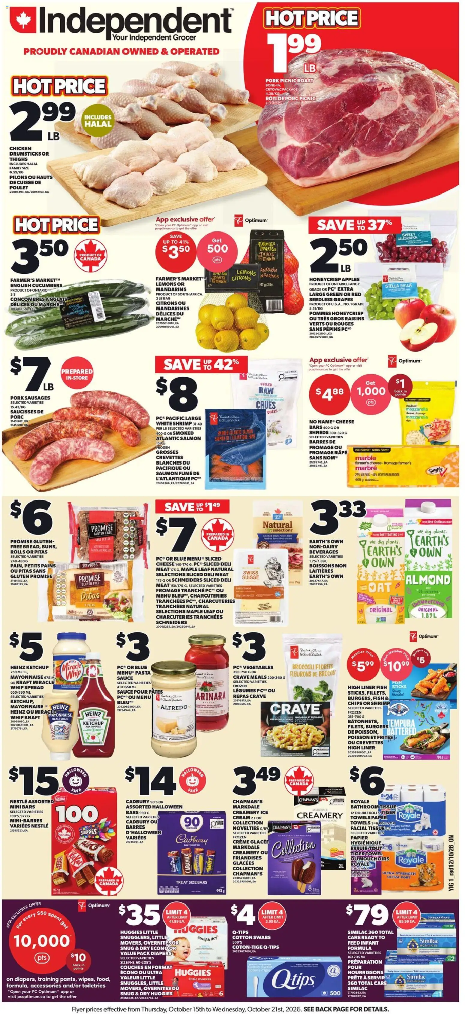 Independent Grocer weekly flyer / circulaire - page 1- valid from Oct 15, 2026
