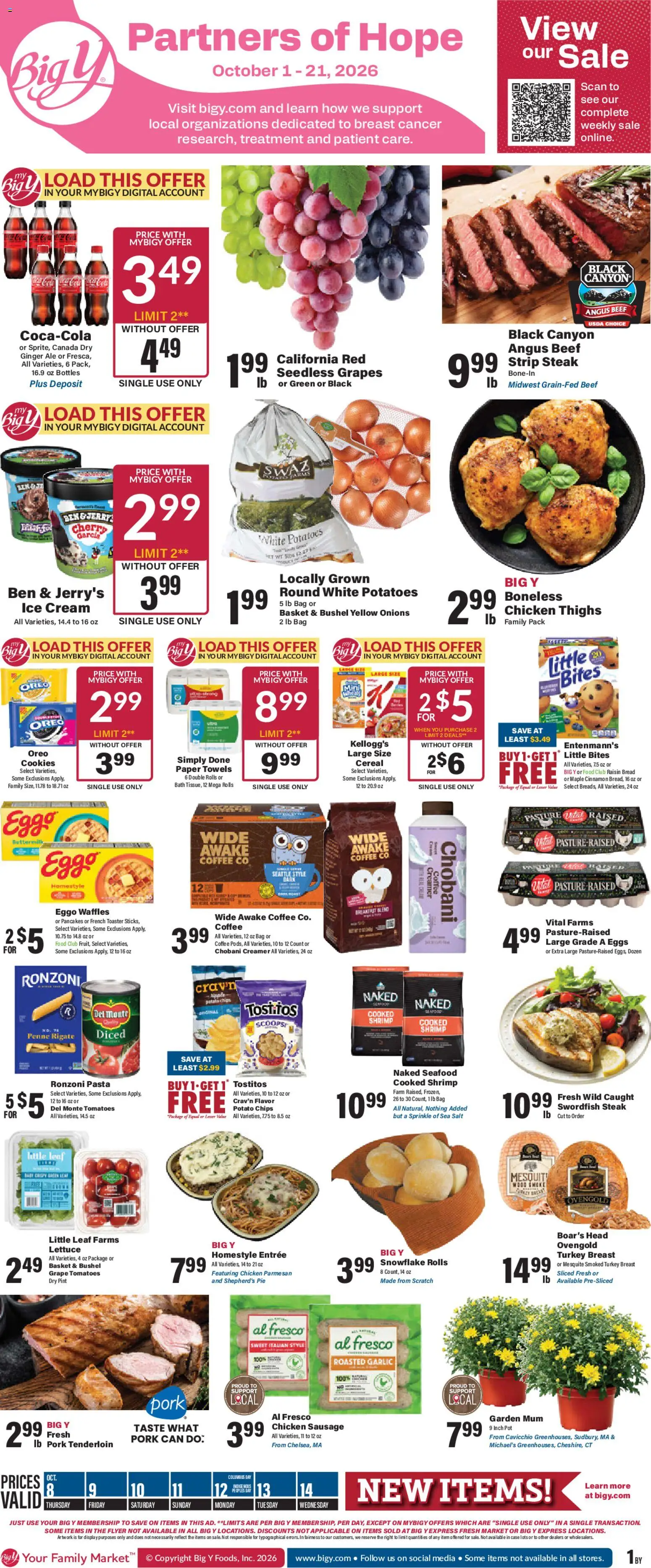 Big Y Weekly Ad - page 1- valid from 10/08/2026