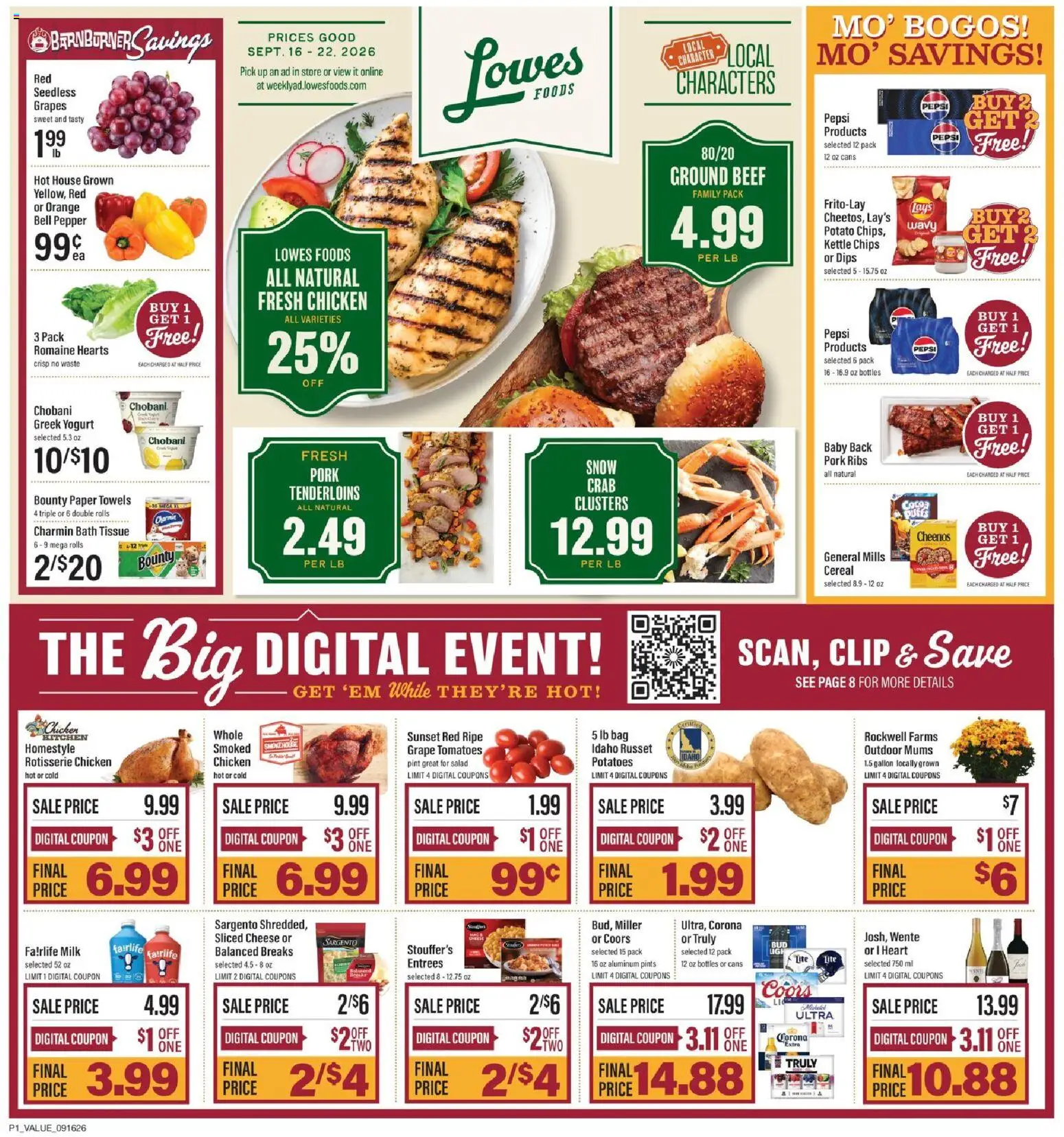 Lowes Foods Weekly Ad - page 1- valid from 09/16/2026