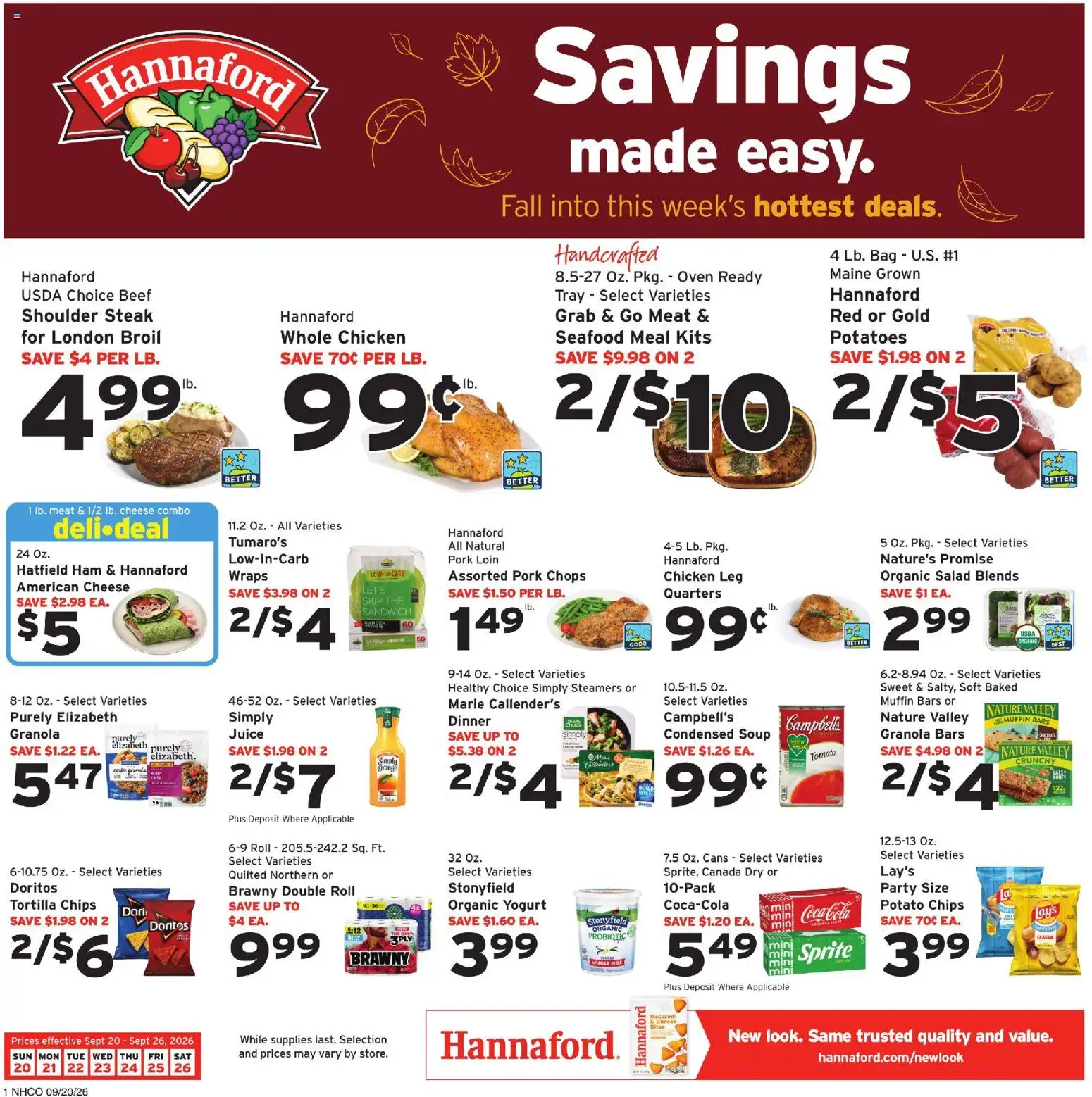 Hannaford Weekly Ad - page 1- valid from 09/20/2026