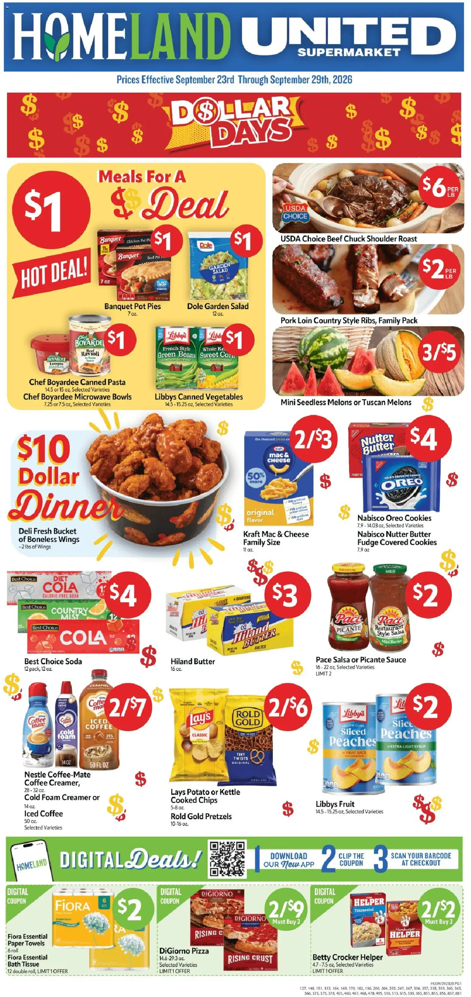 Homeland Weekly Ad - page 1- valid from 09/23/2026