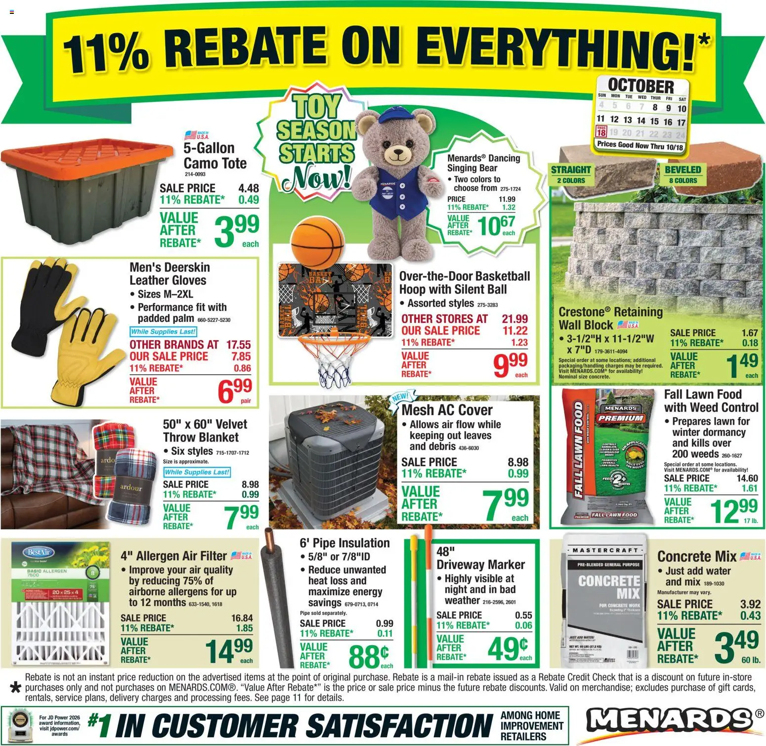 Menards Weekly Ad - page 1- valid from 10/08/2026