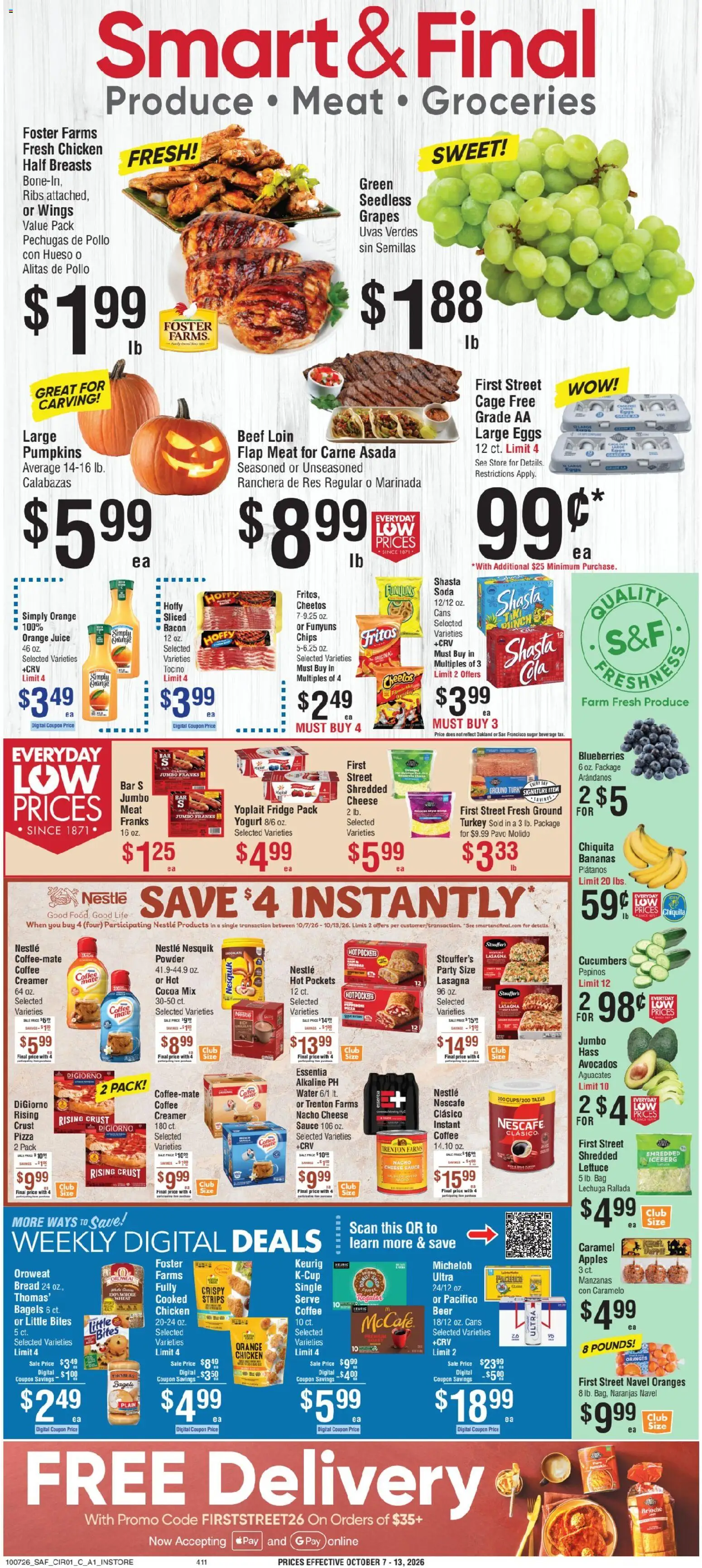 Smart & Final Weekly Ad - page 1- valid from 10/07/2026