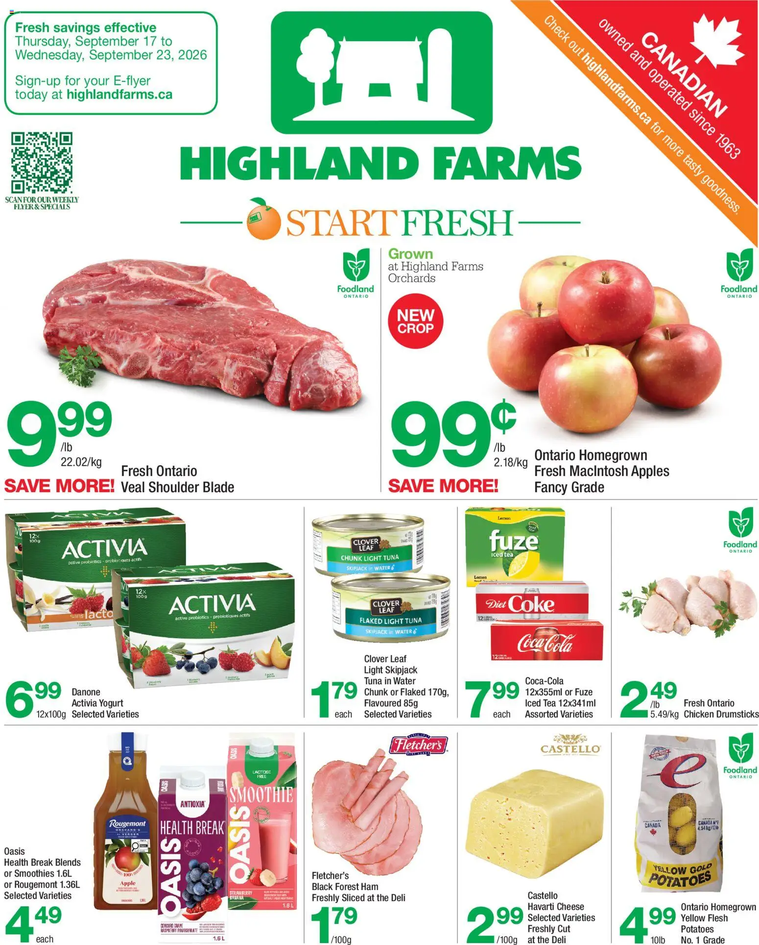 Highland Farms weekly flyer / circulaire - page 1- valid from Sep 17, 2026