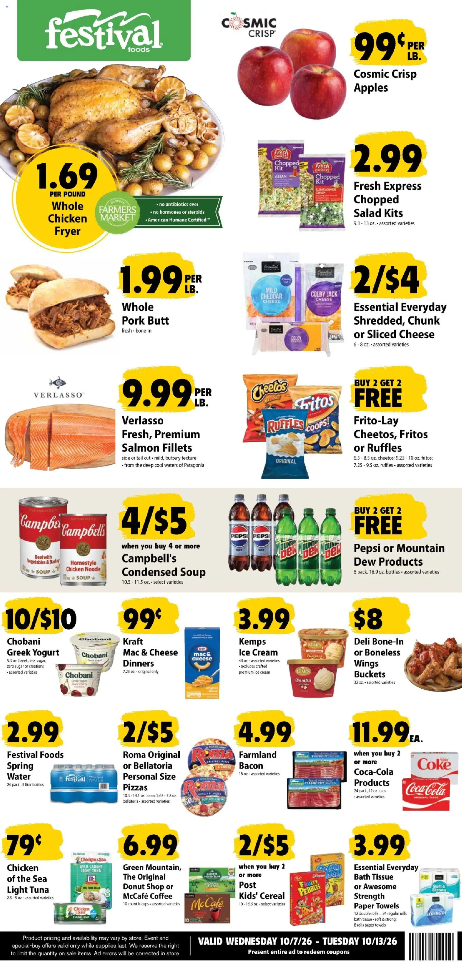 Festival Foods Weekly Ad - page 1- valid from 10/07/2026