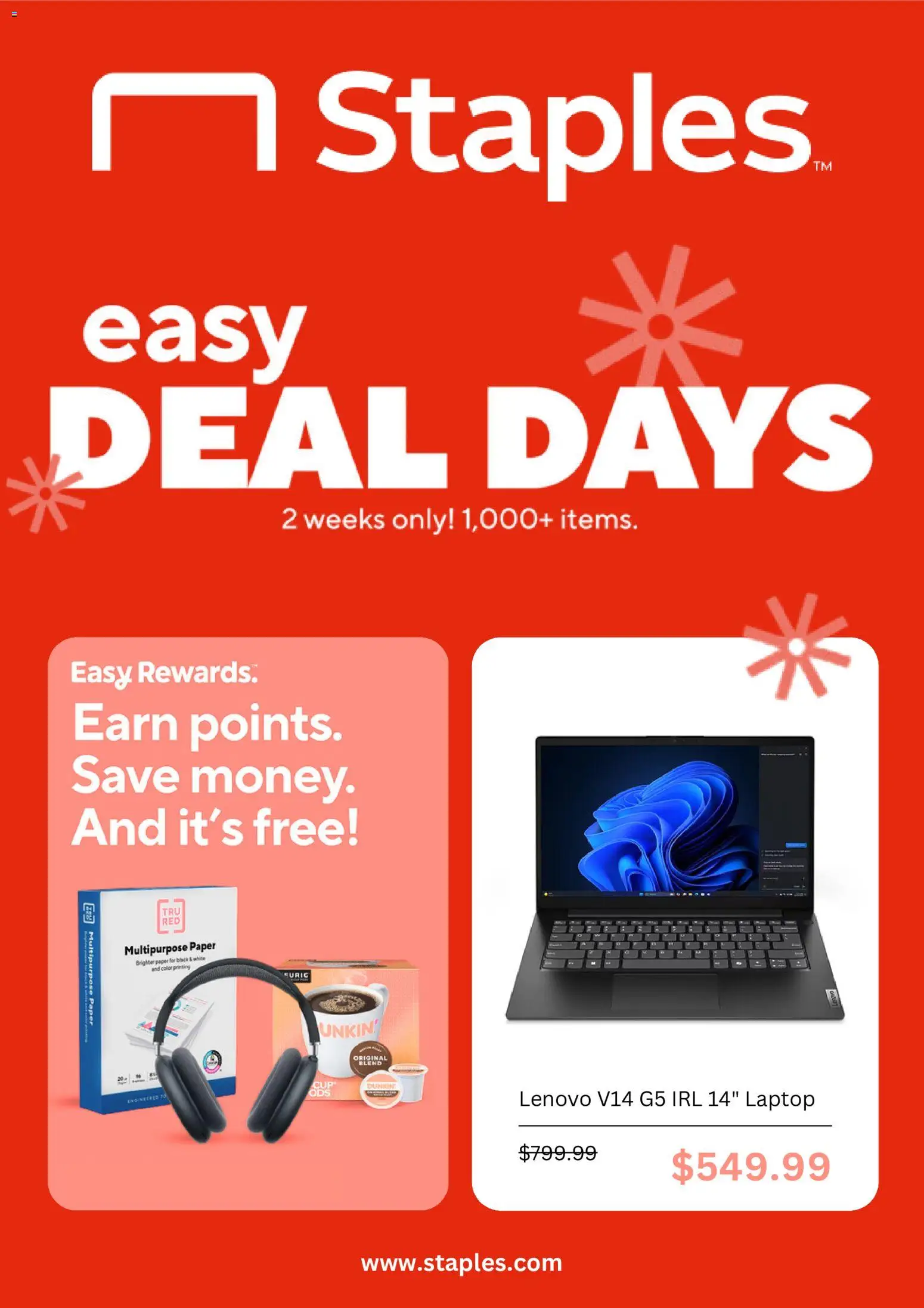 Staples Weekly Ad - page 1- valid from 10/04/2026