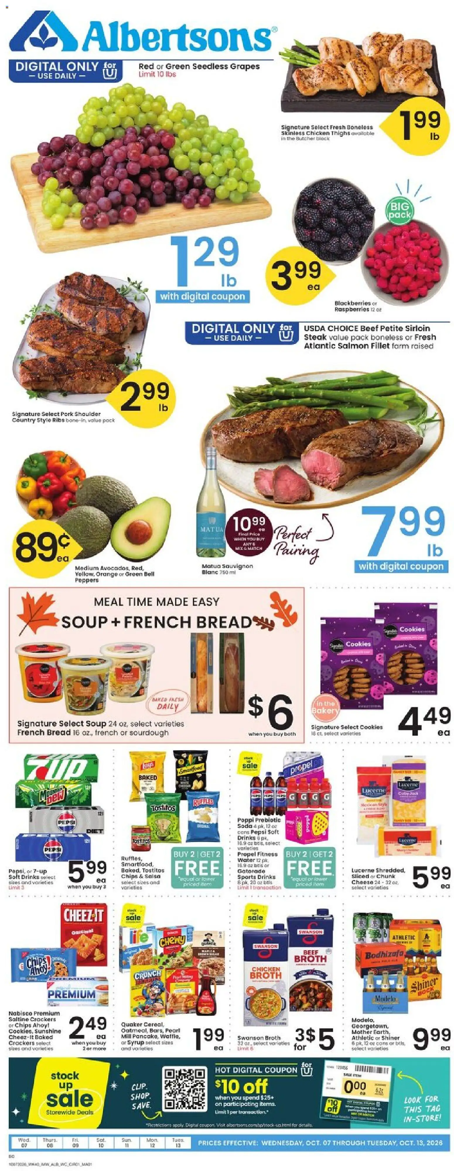 Albertsons Weekly Ad - page 1- valid from 10/07/2026