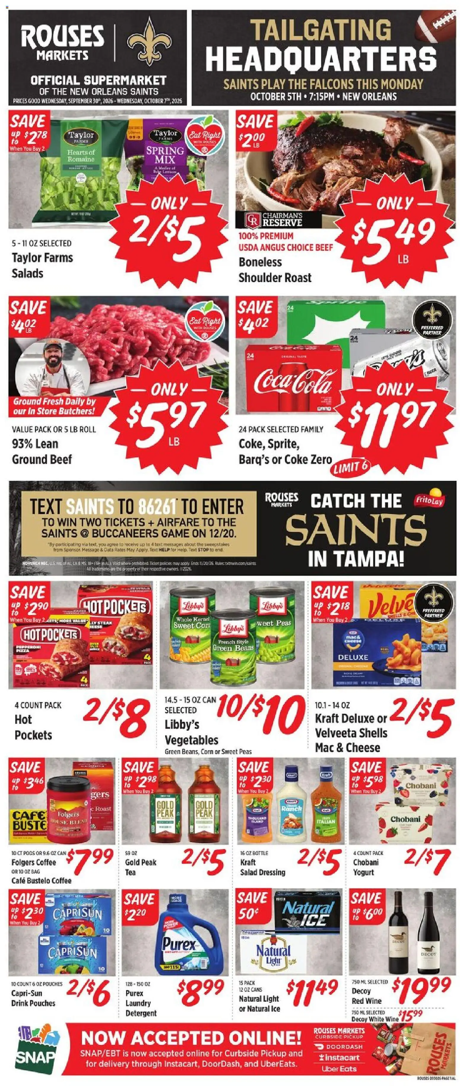 Rouses Weekly Ad - page 1- valid from 09/30/2026