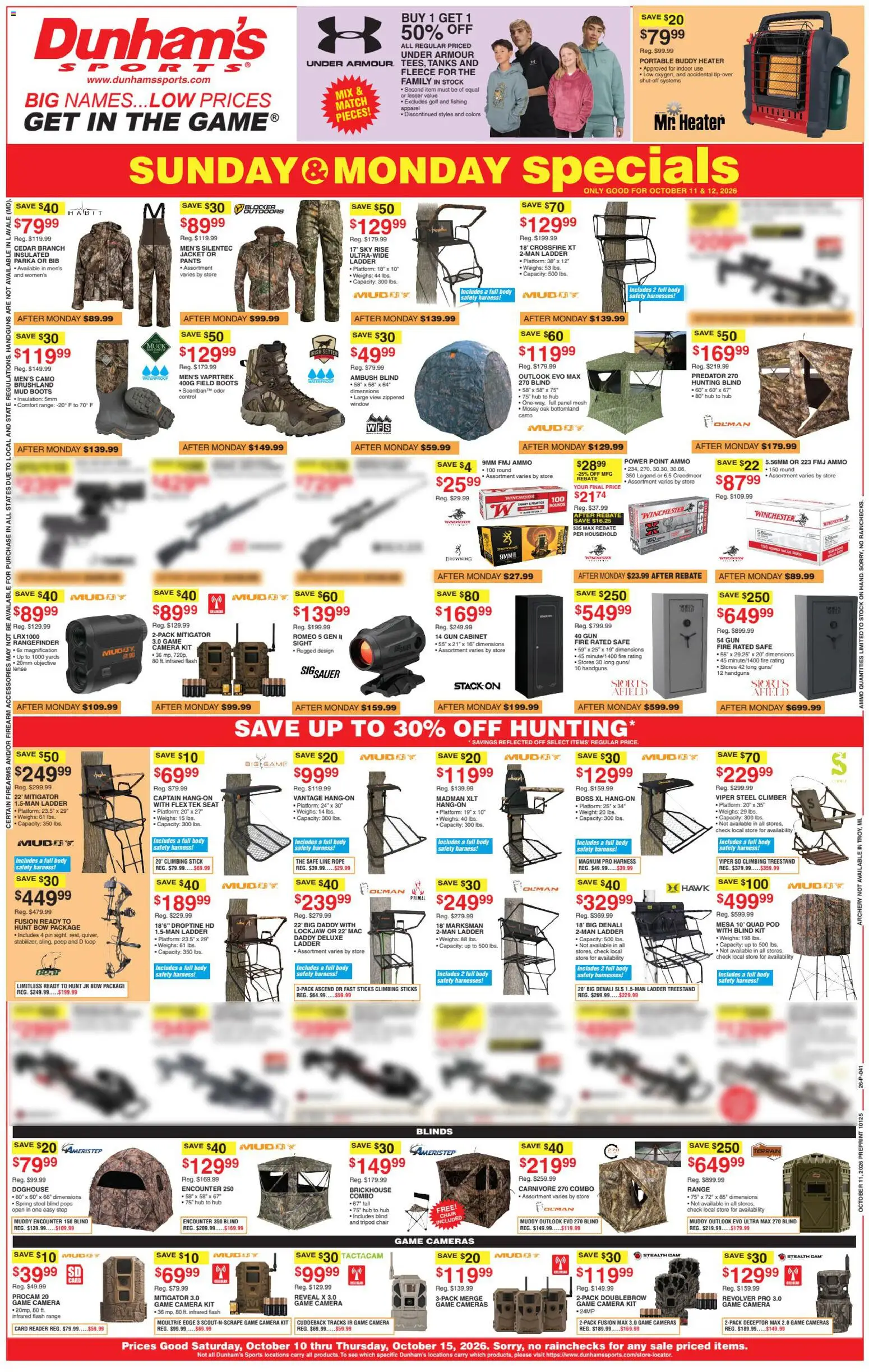 Dunham's Sports Weekly Ad - page 1- valid from 10/09/2026