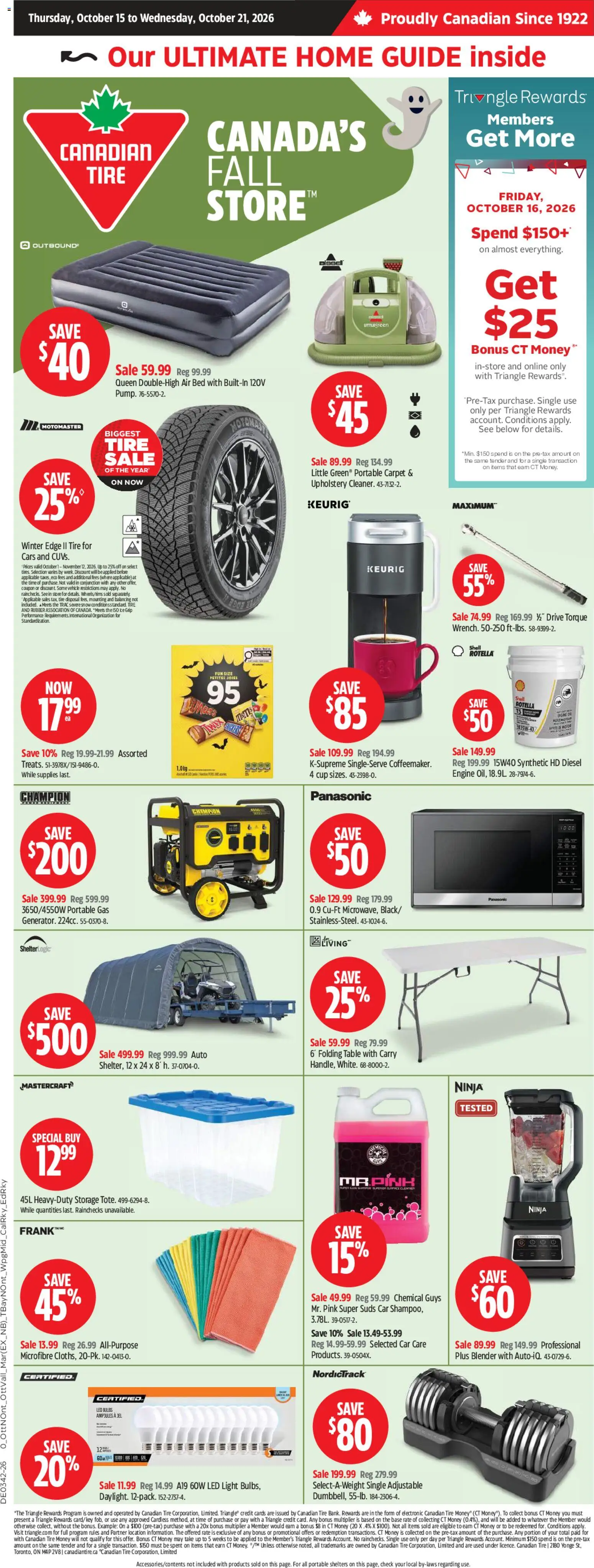 Canadian Tire weekly flyer - page 1- valid from Oct 15, 2026