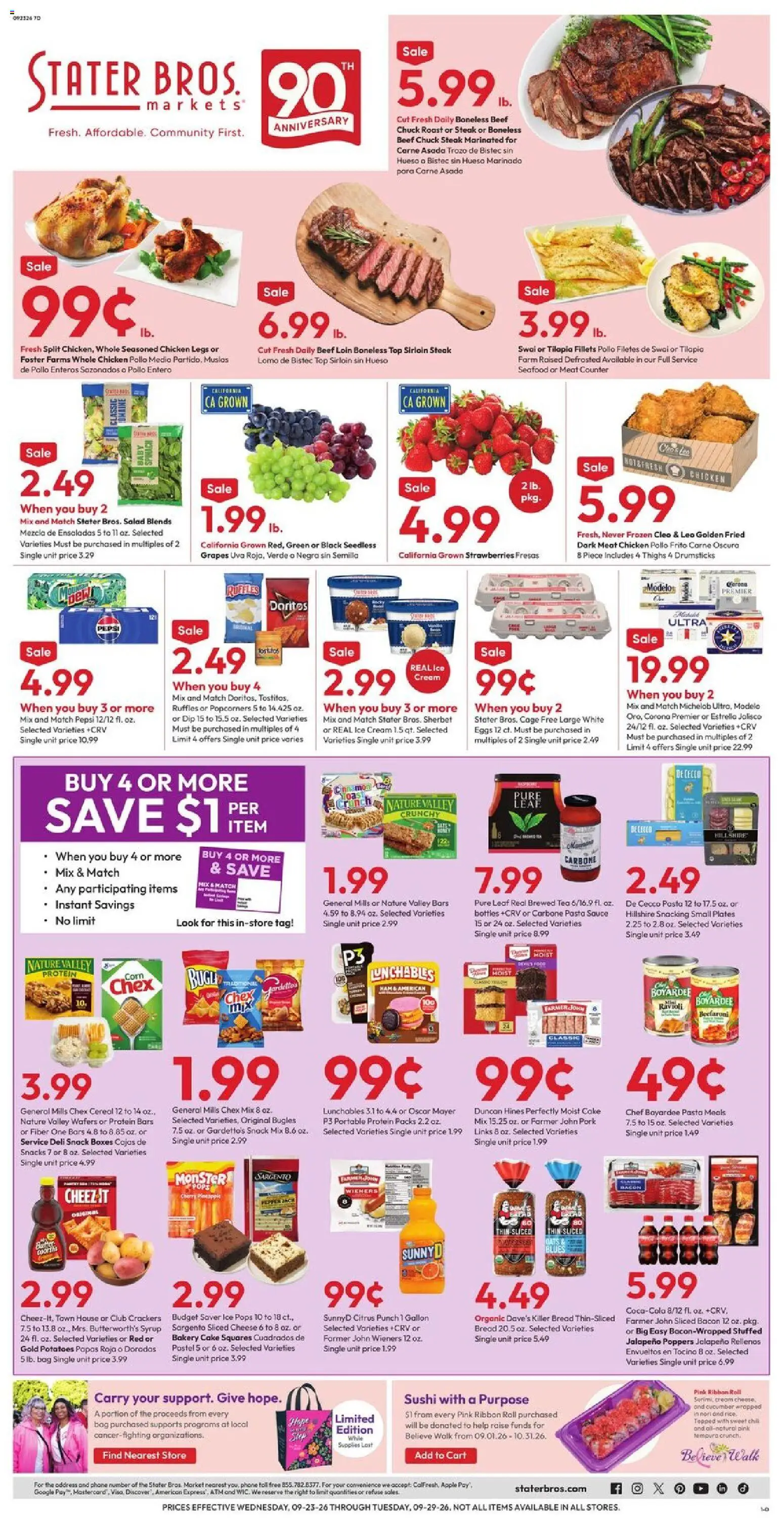 Stater Bros Weekly Ad - page 1- valid from 09/23/2026