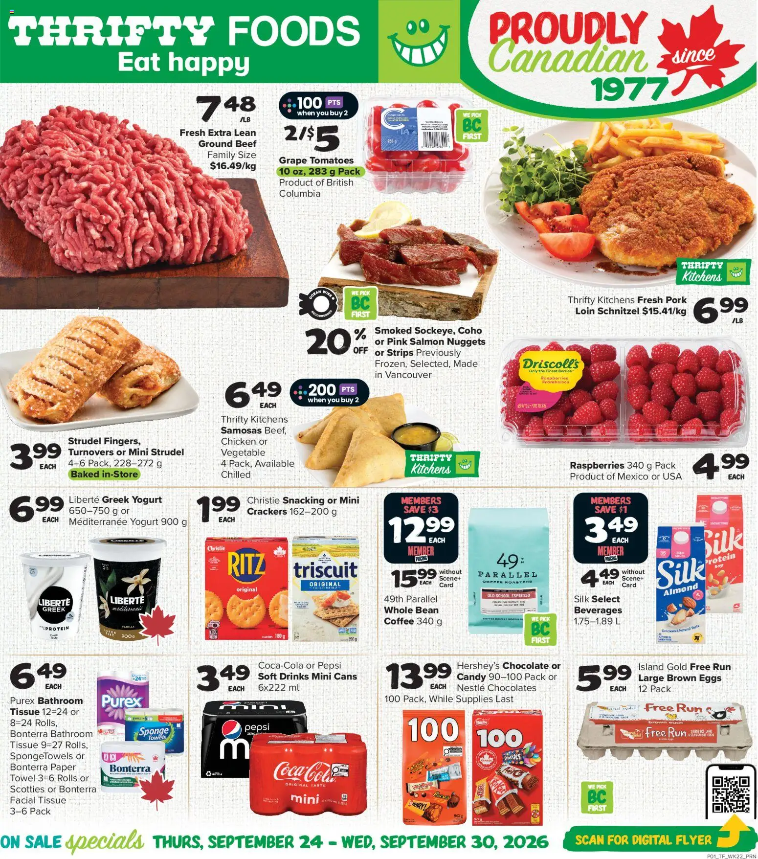 Thrifty Foods weekly flyer / circulaire - page 1- valid from Sep 24, 2026