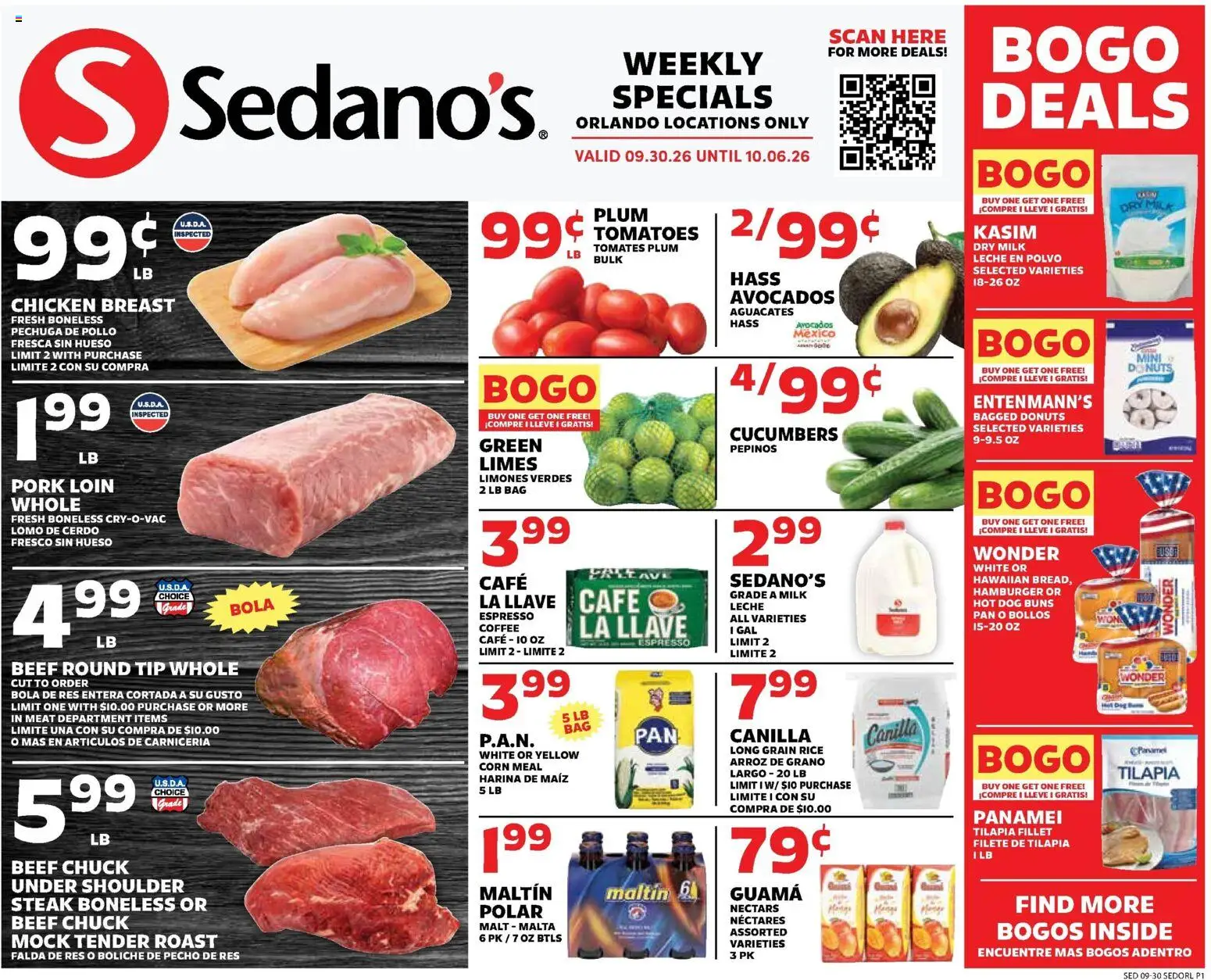 Sedano's Weekly Ad - page 1- valid from 09/30/2026