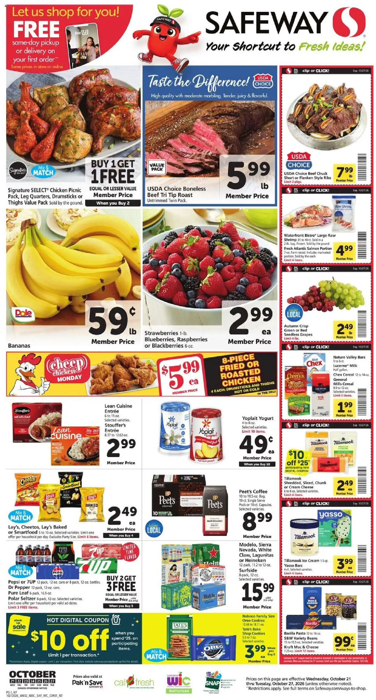 Safeway Weekly Ad - page 1- valid from 10/21/2026
