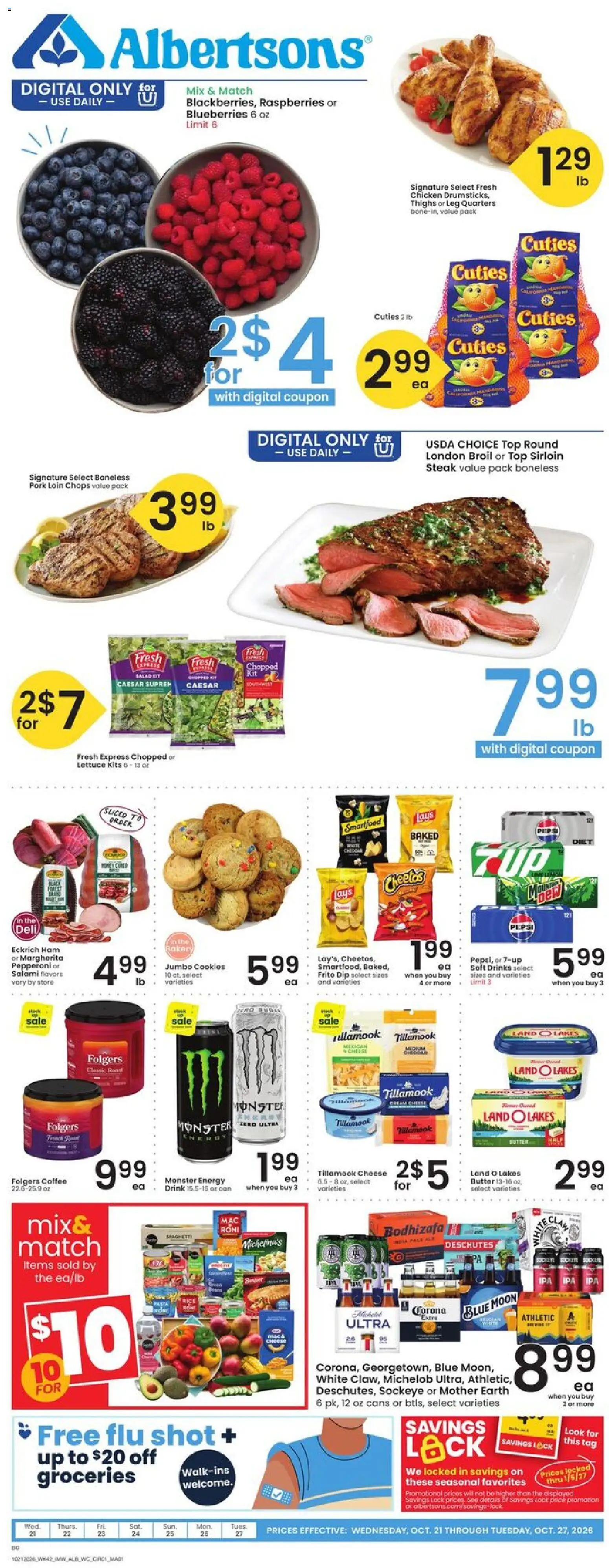 Albertsons Weekly Ad - page 1- valid from 10/21/2026