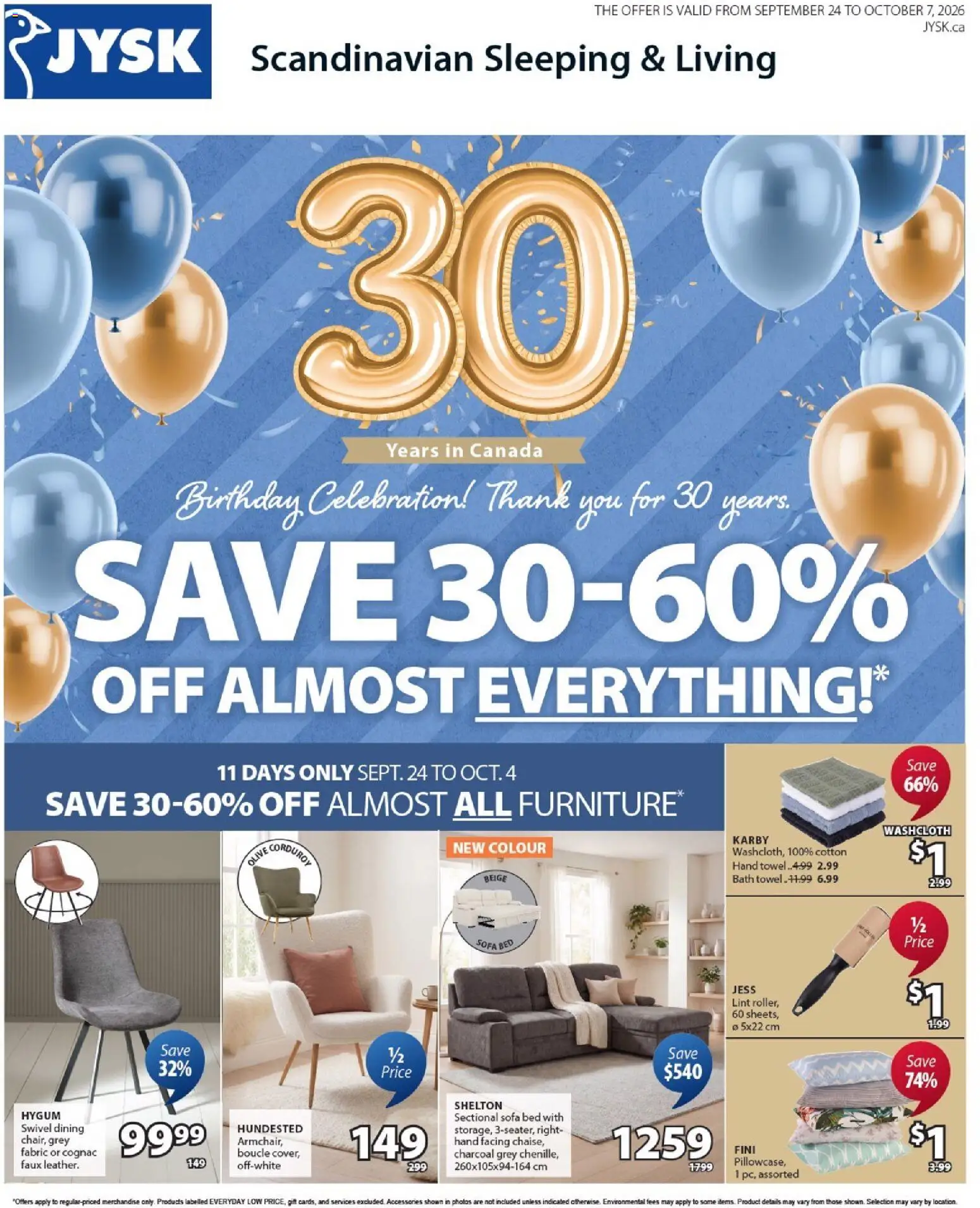 JYSK weekly flyer - page 1- valid from Sep 24, 2026
