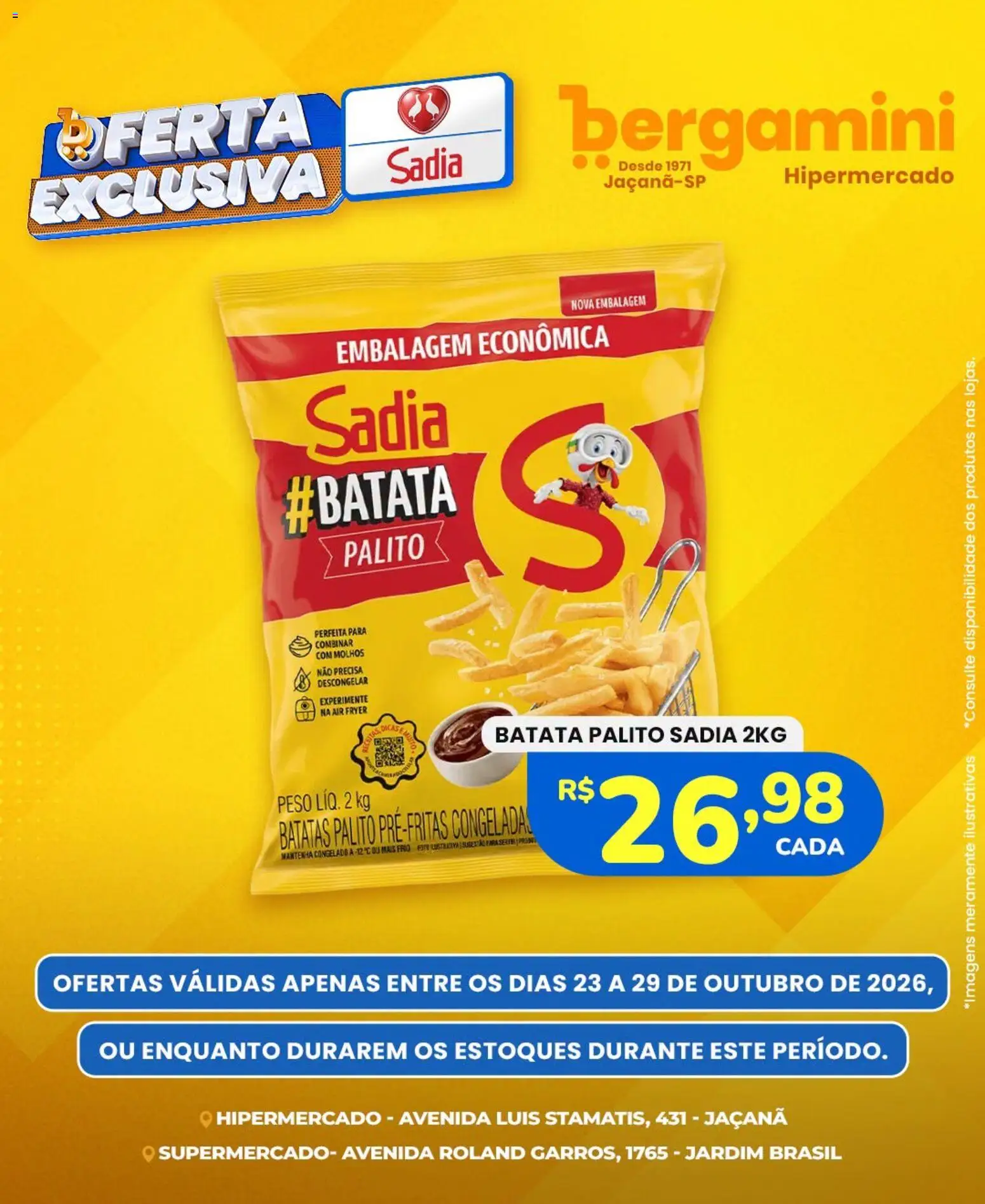 Supermercado Bergamini ofertas Sadia e a Perdigão - página 1- válido a partir de 23/10/2026
