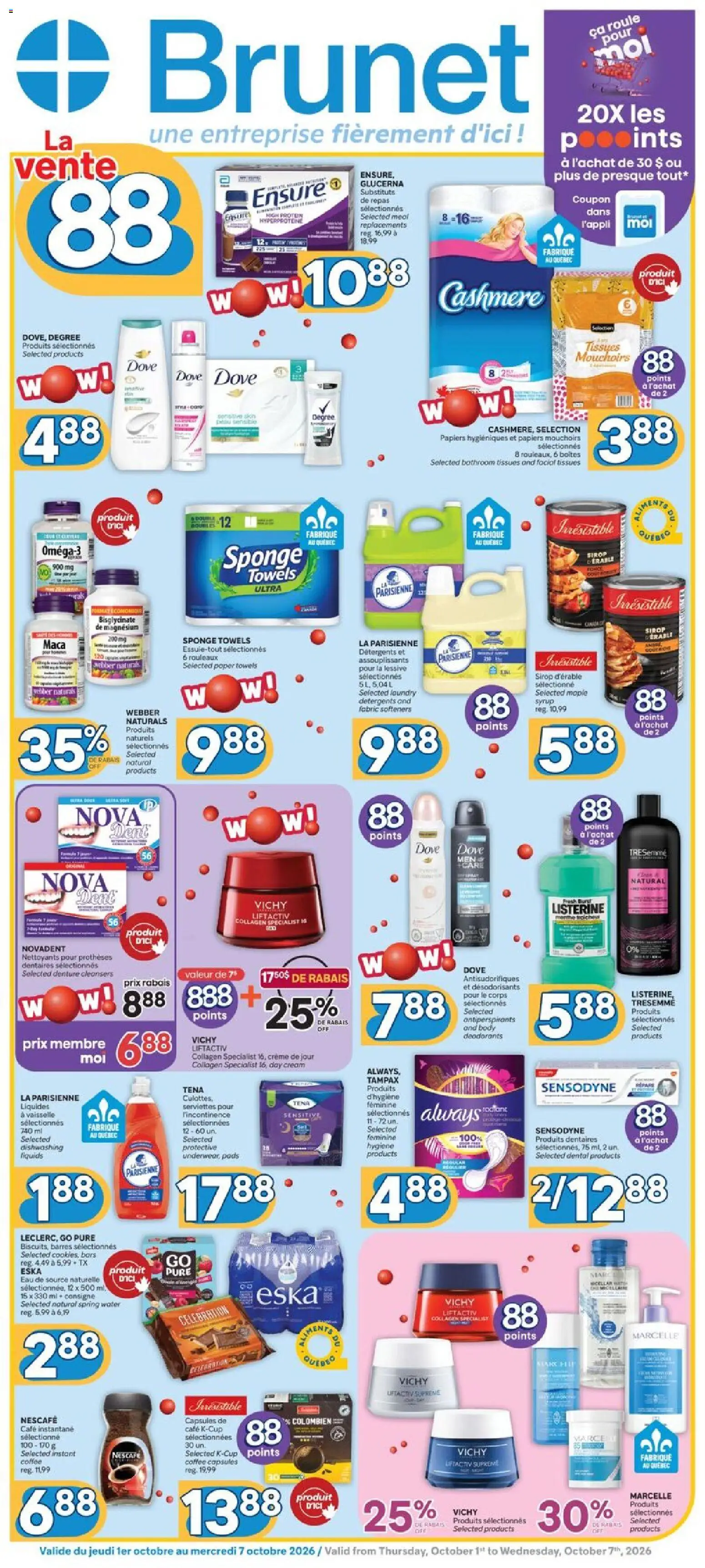 Brunet weekly flyer / circulaire - page 1- valid from Oct 1, 2026