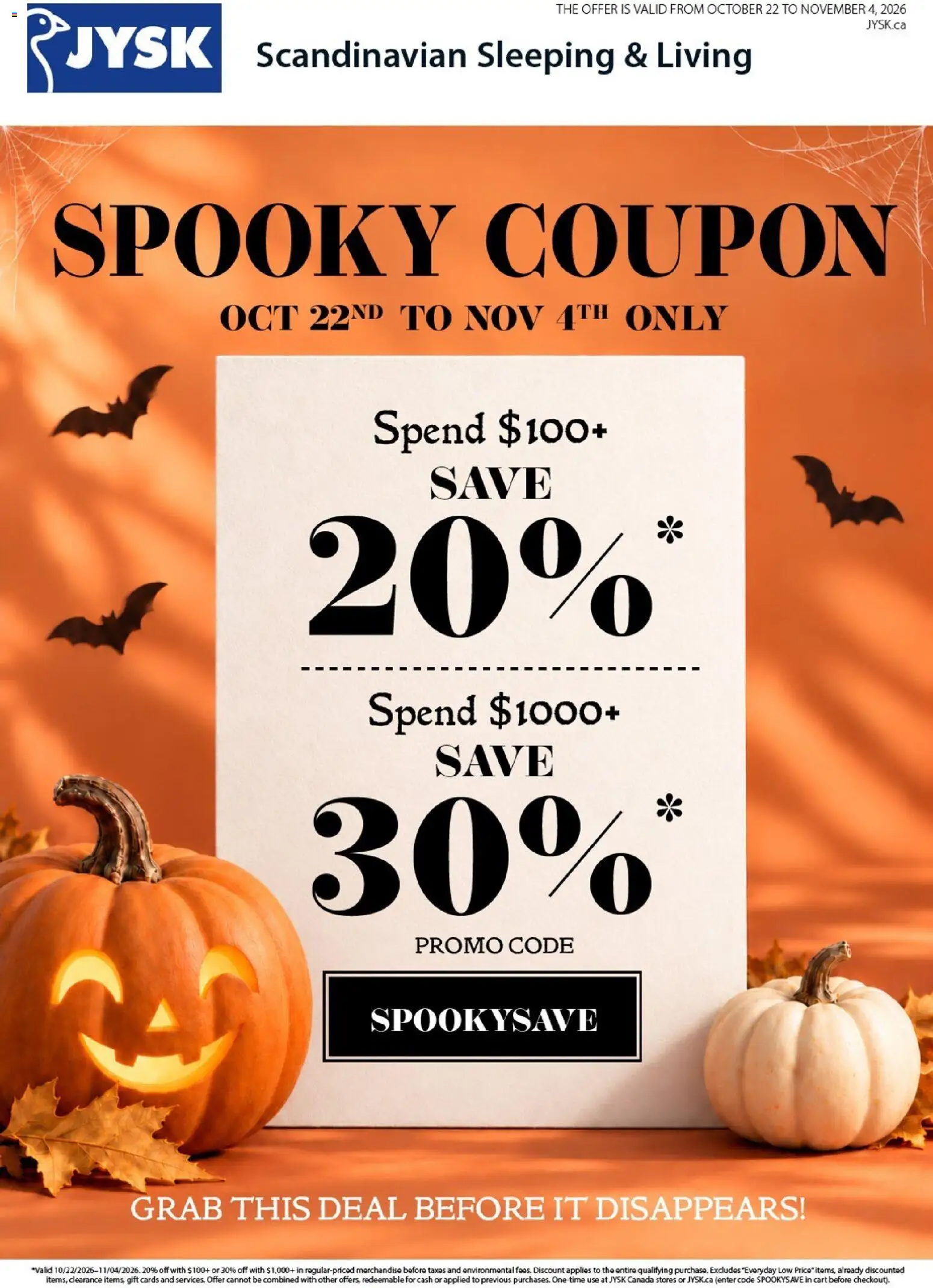 JYSK weekly flyer - page 1- valid from Oct 22, 2026