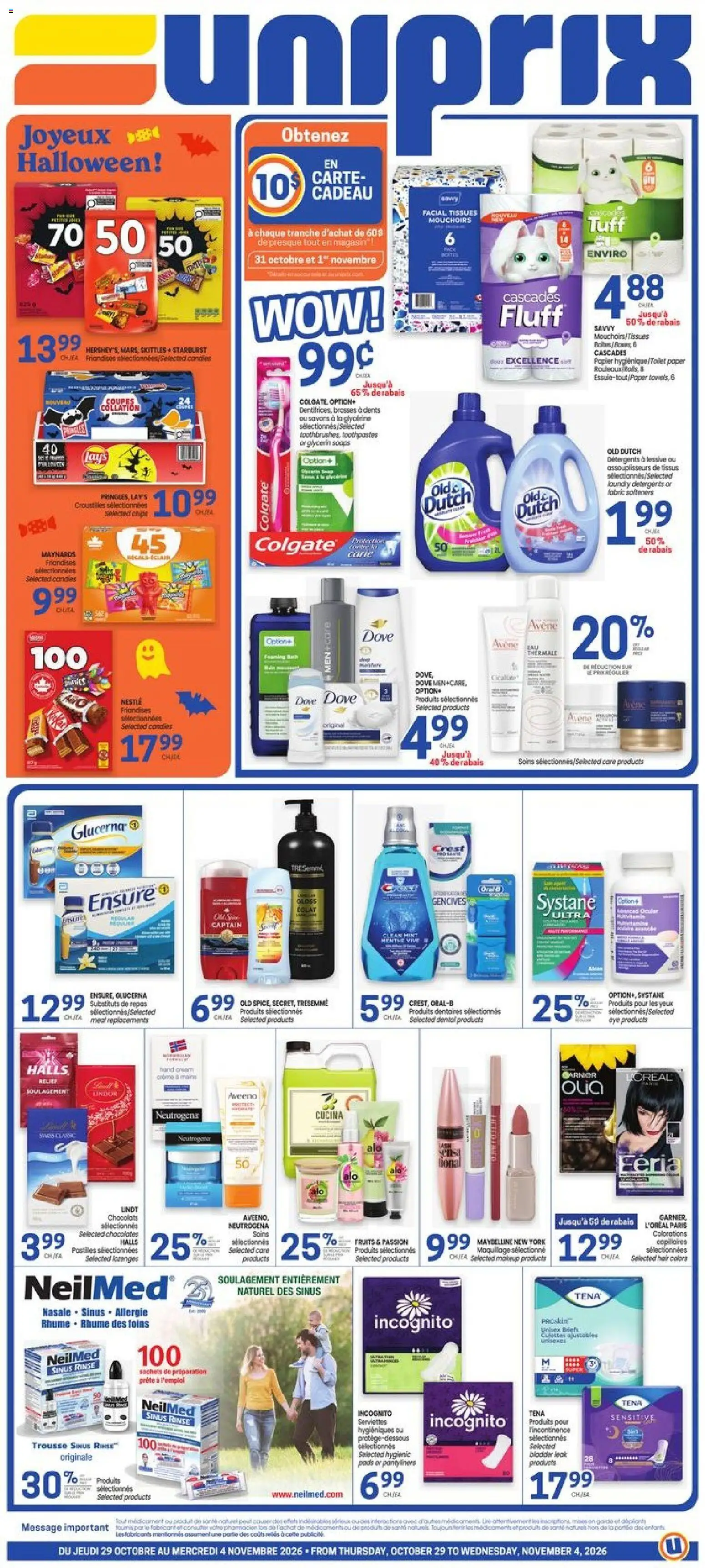 Uniprix weekly flyer / circulaire - page 1- valid from Oct 29, 2026
