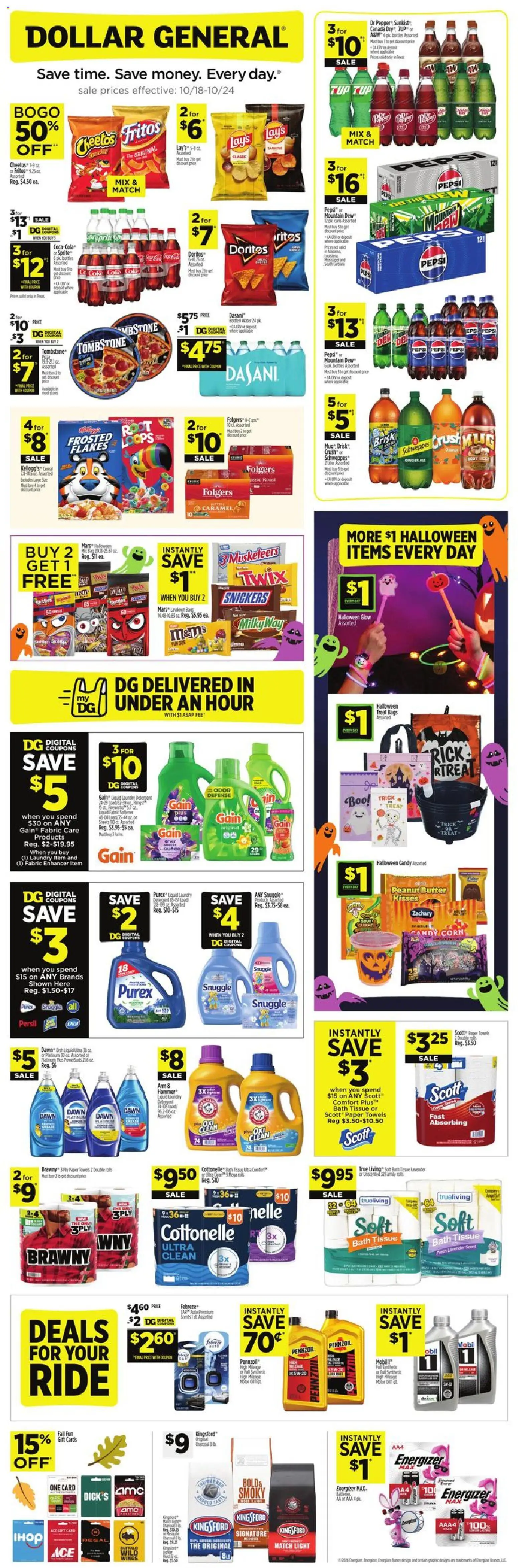 Dollar General Weekly Ad - page 1- valid from 10/18/2026