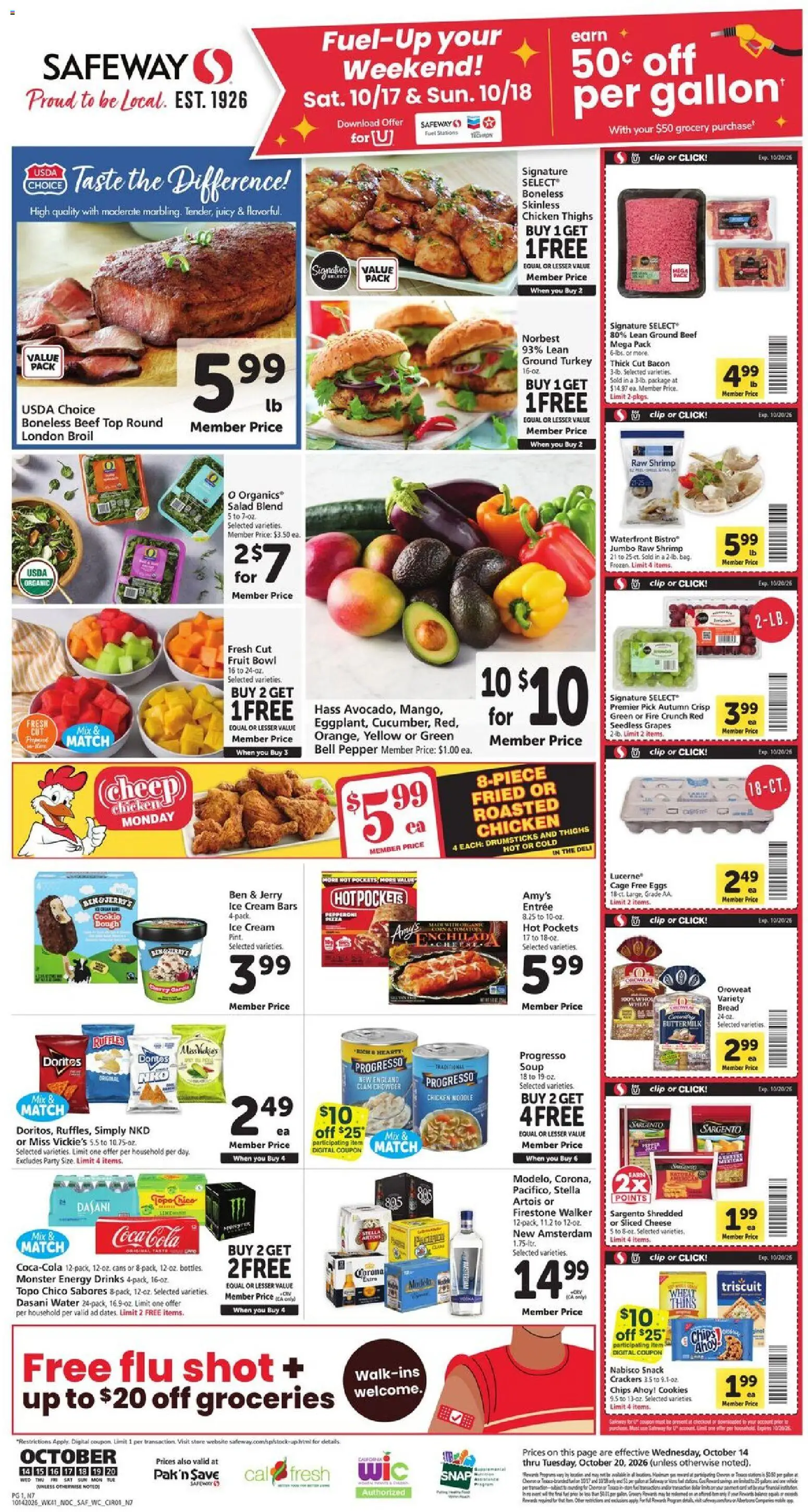 Safeway Weekly Ad - page 1- valid from 10/14/2026
