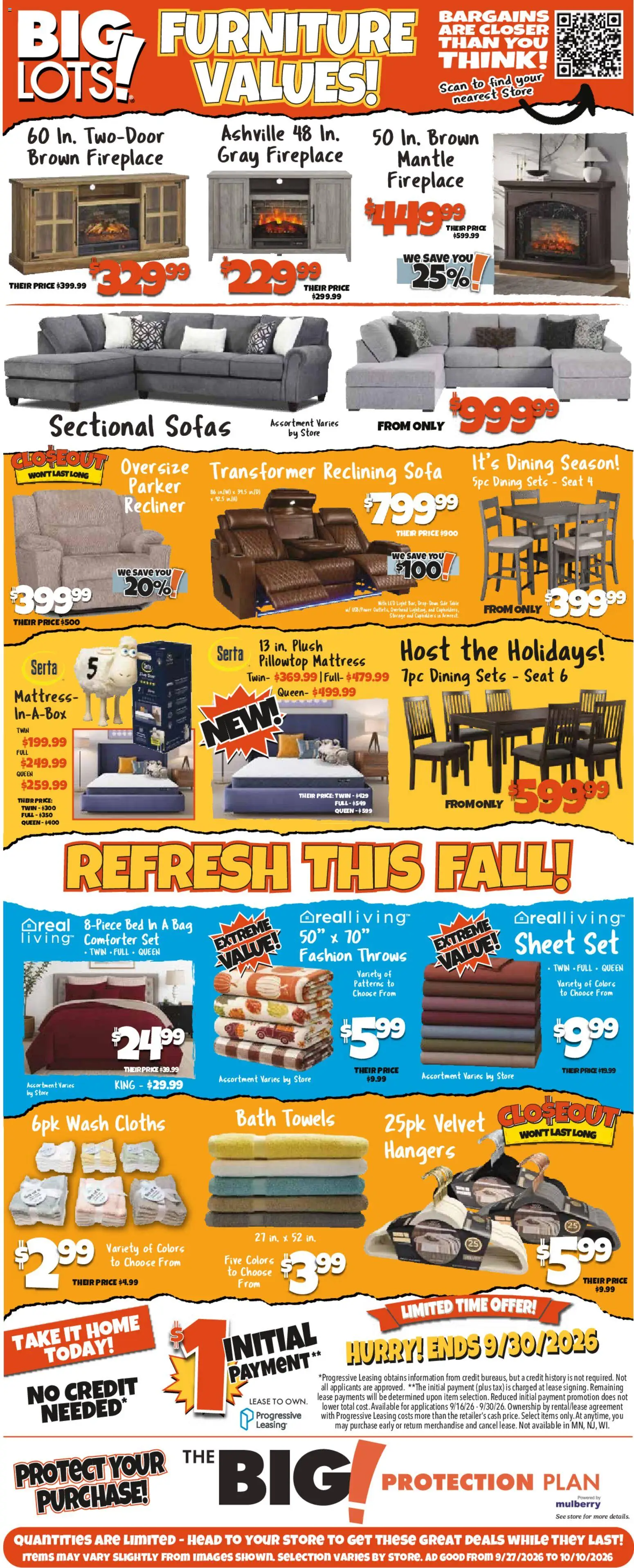 Big Lots Weekly Ad - page 1- valid from 09/27/2026