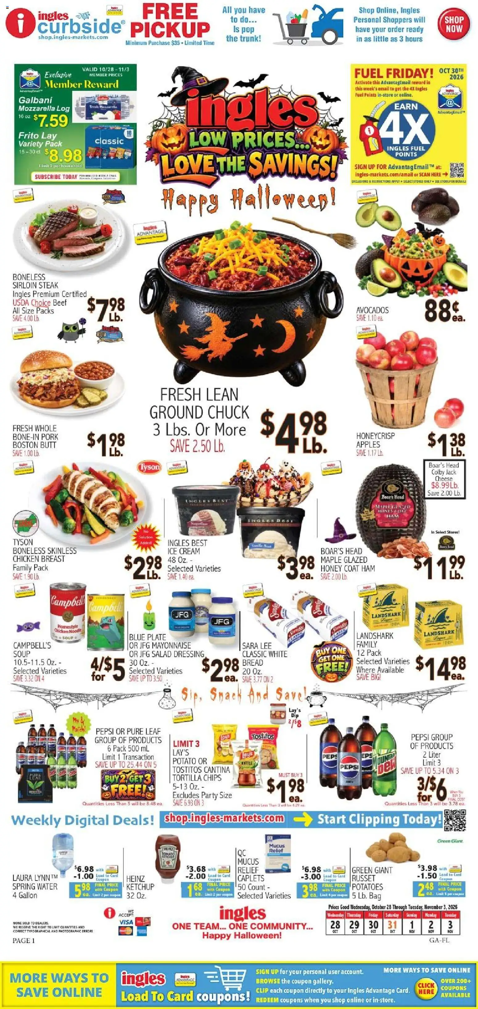 Ingles Weekly Ad - page 1- valid from 10/28/2026