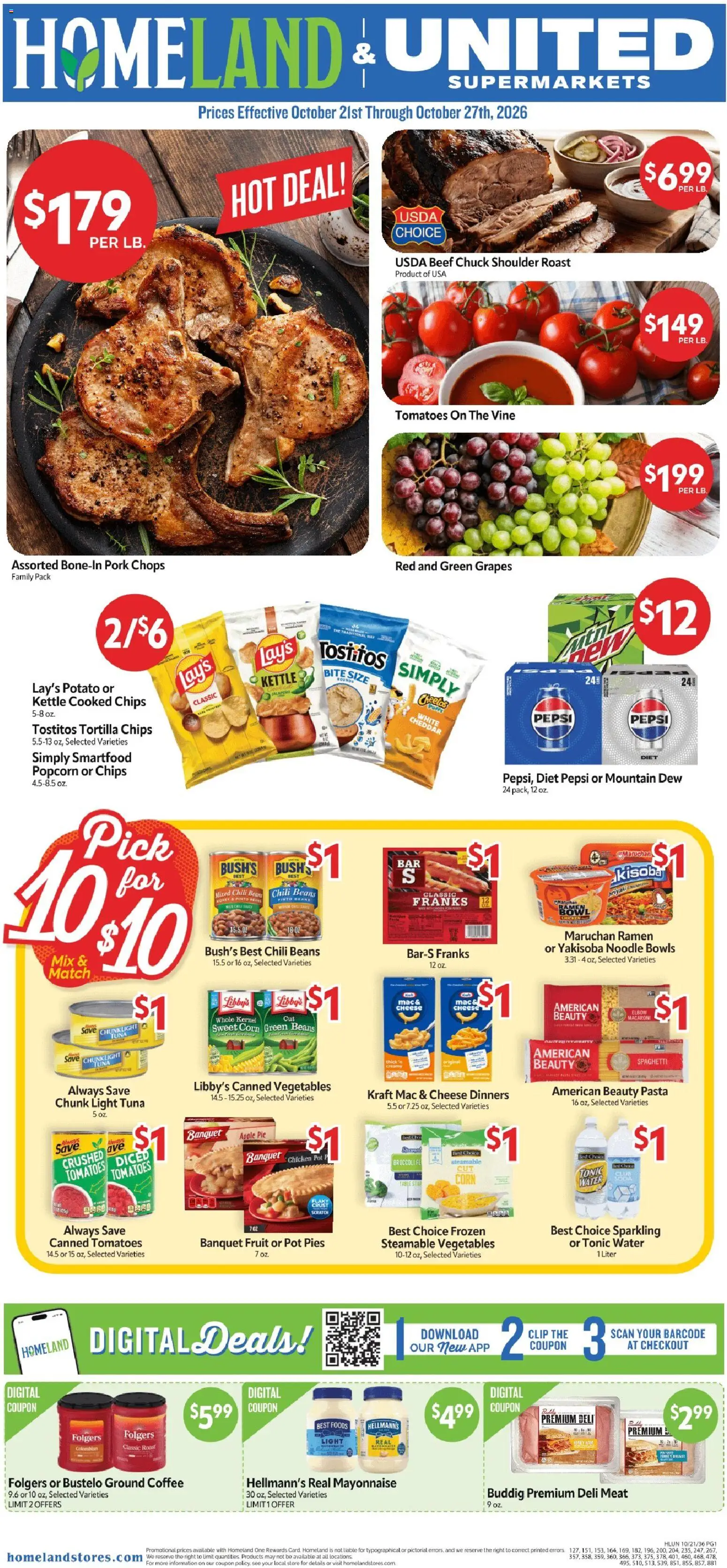 Homeland Weekly Ad - page 1- valid from 10/21/2026