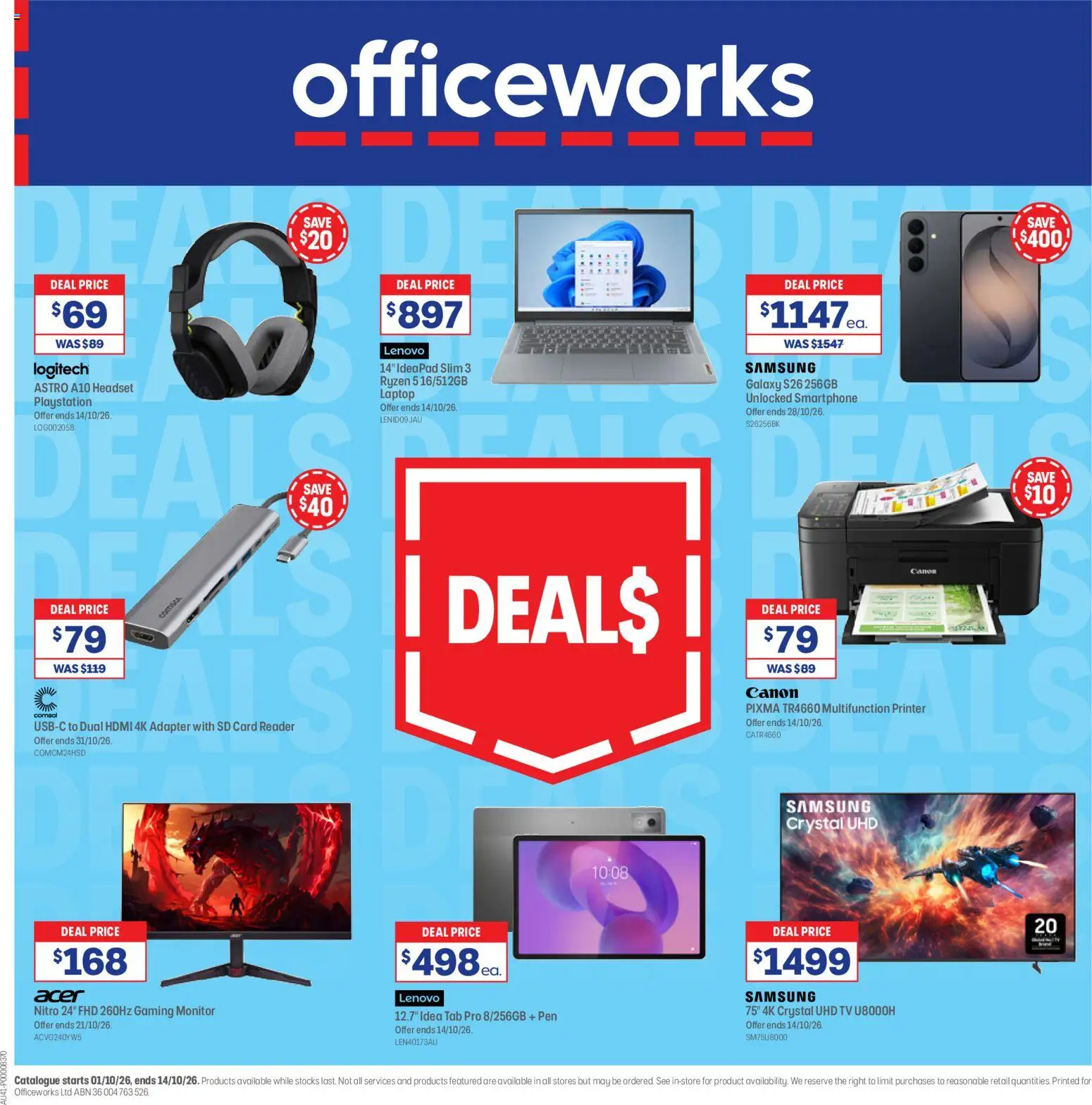 Officeworks catalogue - page 1- valid from 01/10/2026