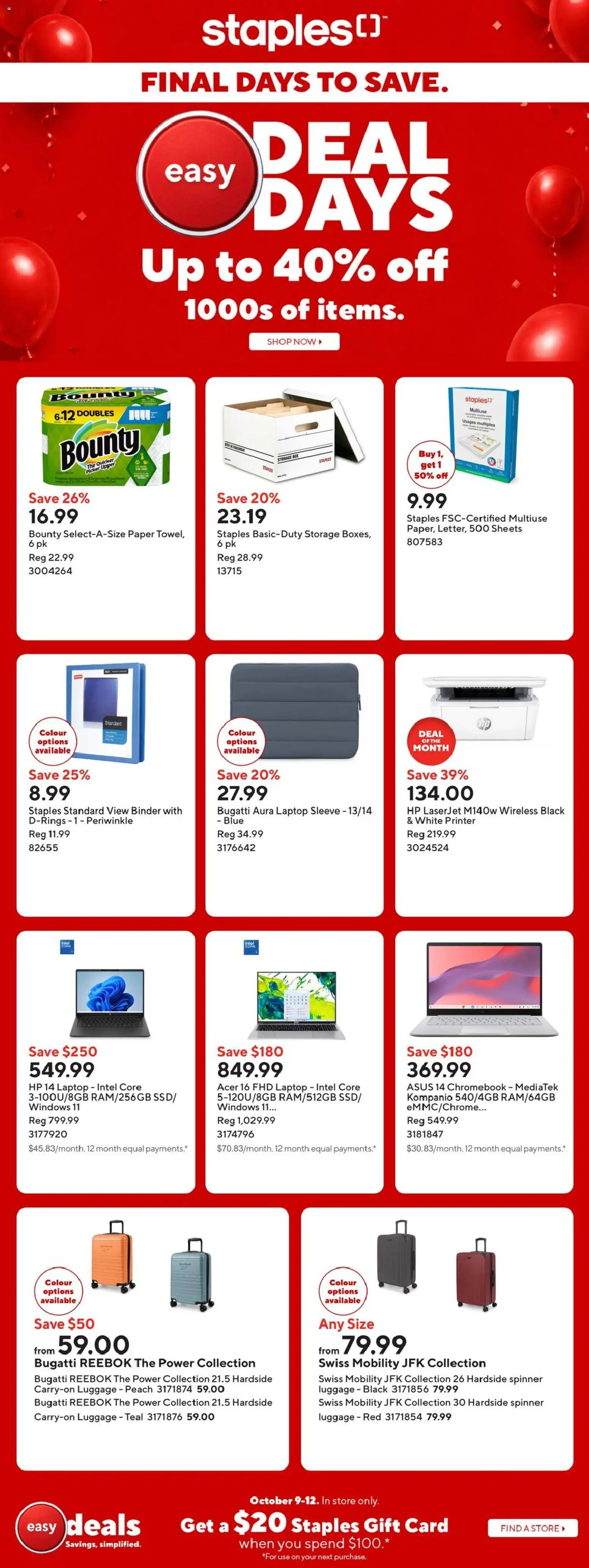 Staples weekly flyer / circulaire - page 1- valid from Oct 9, 2026