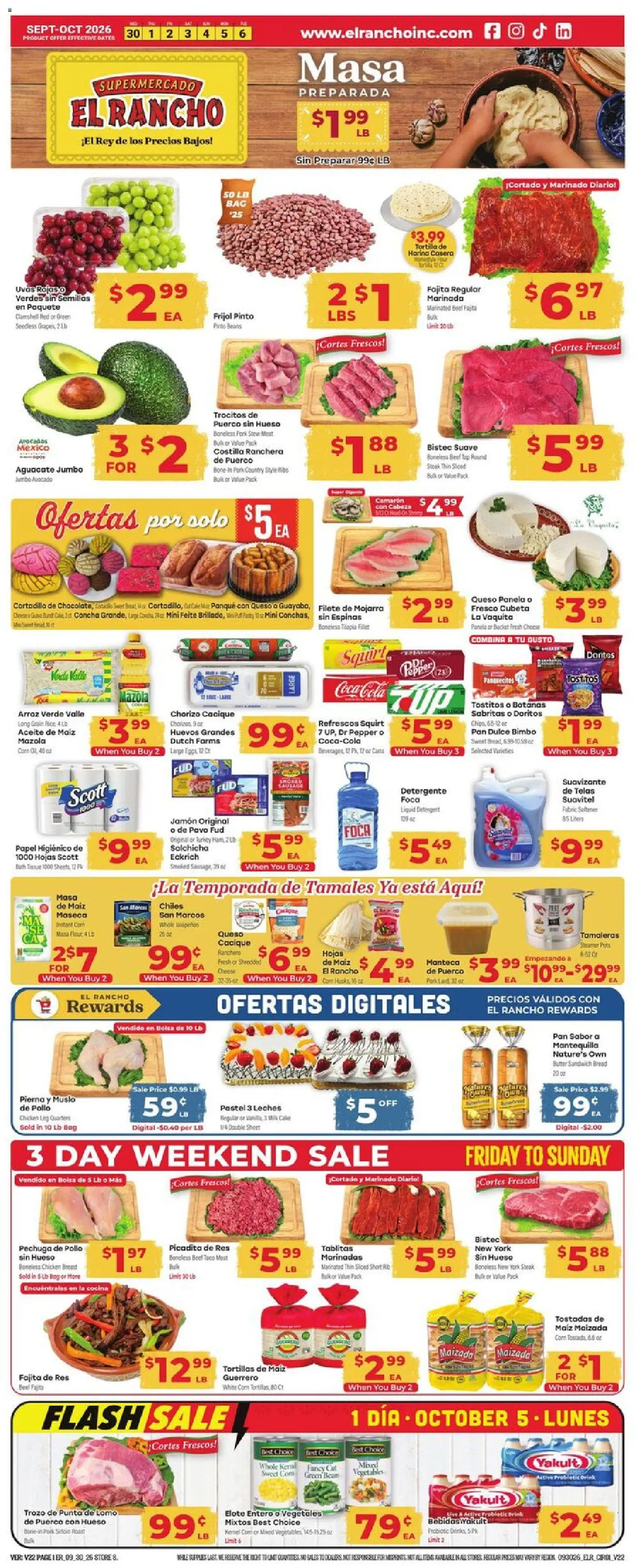 El Rancho Weekly Ad - page 1- valid from 09/30/2026