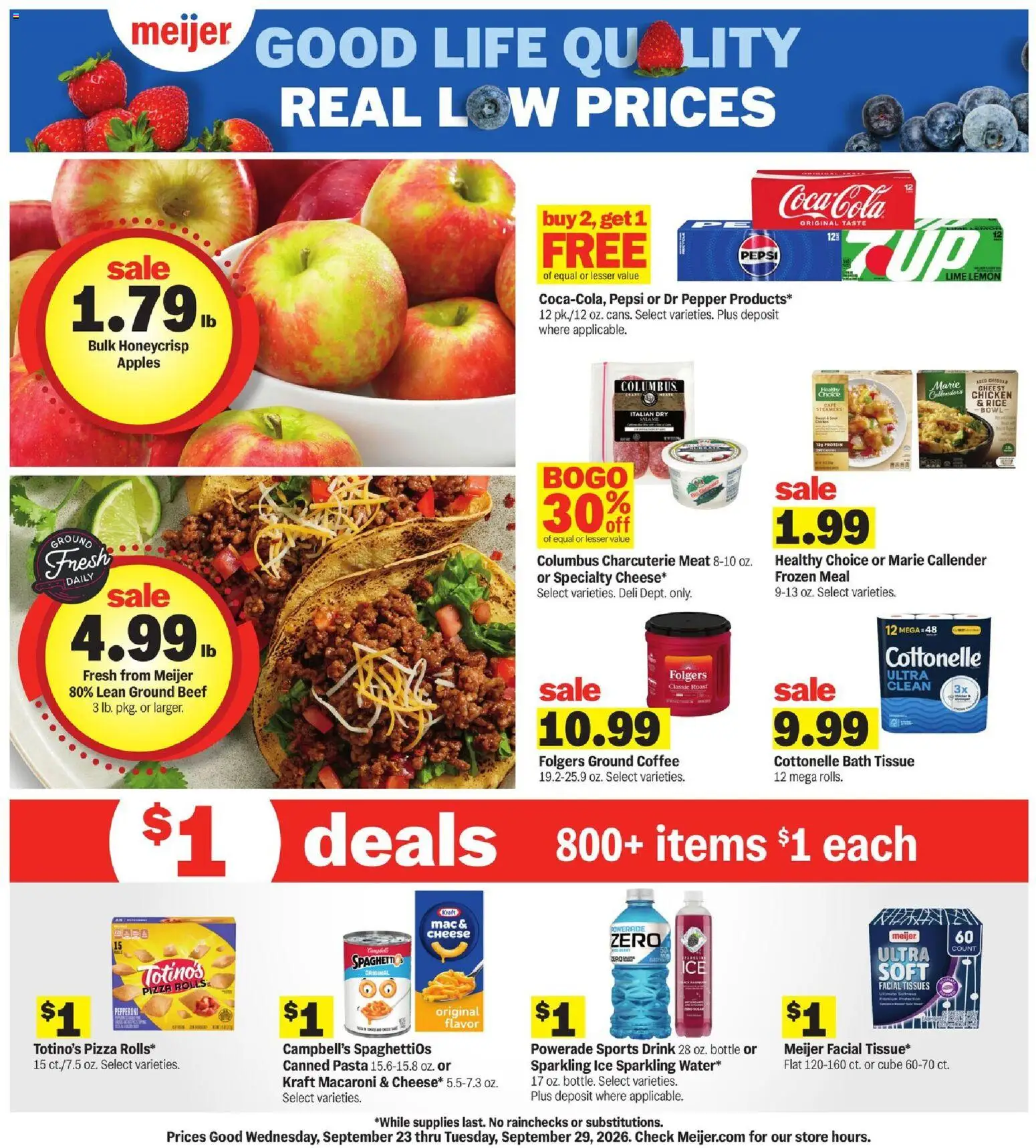 Meijer Weekly Ad - page 1- valid from 09/23/2026