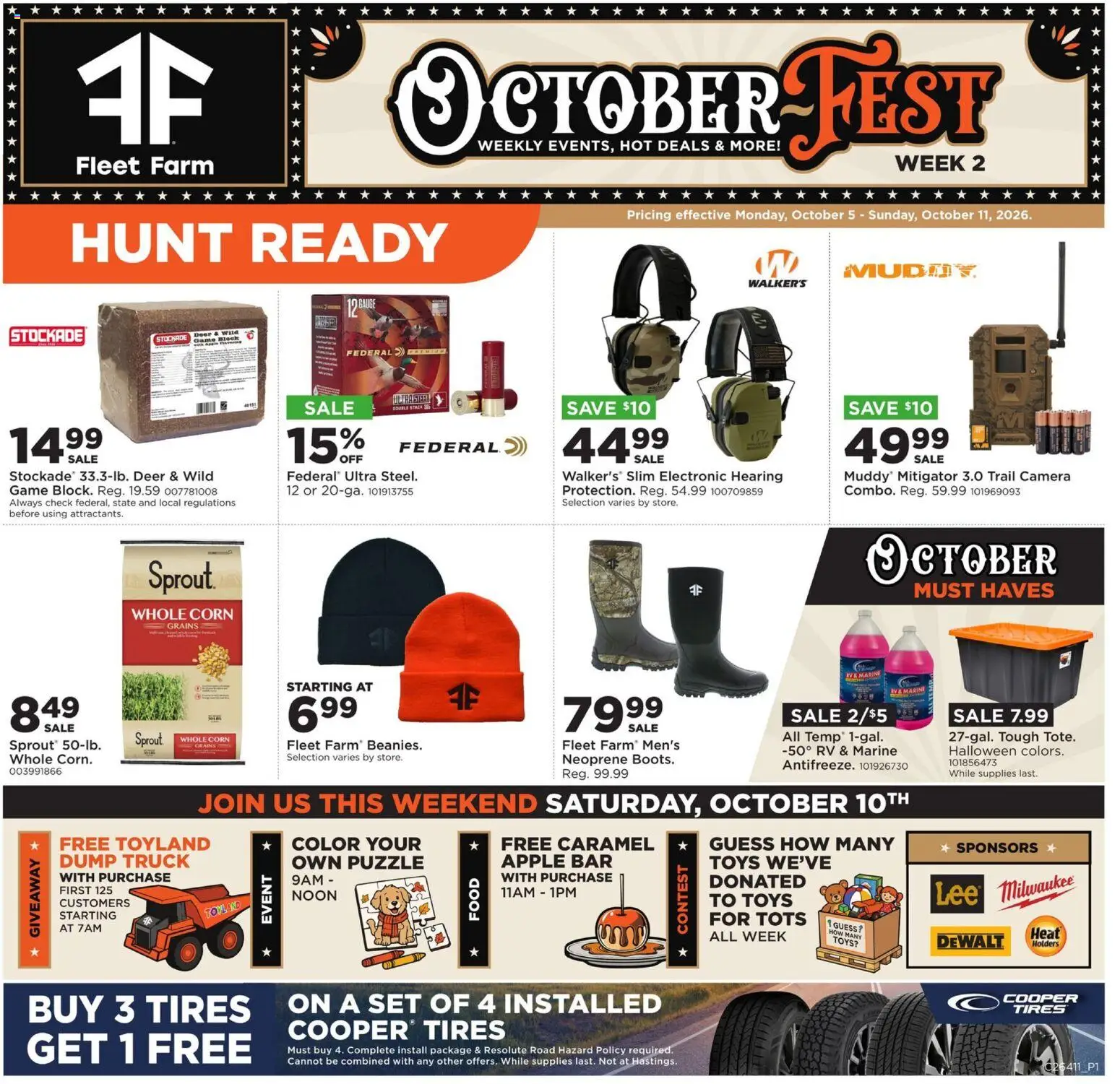 Mills Fleet Farm Weekly Ad - page 1- valid from 10/05/2026