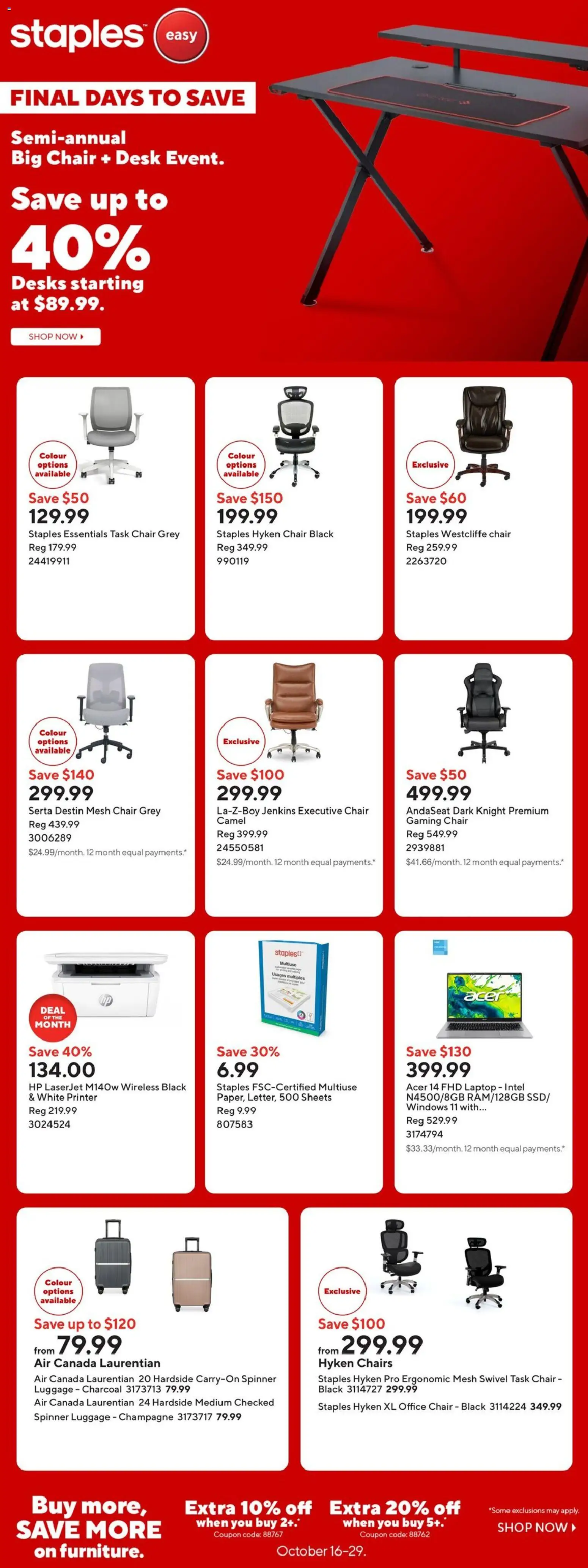 Staples weekly flyer - page 1- valid from Oct 23, 2026