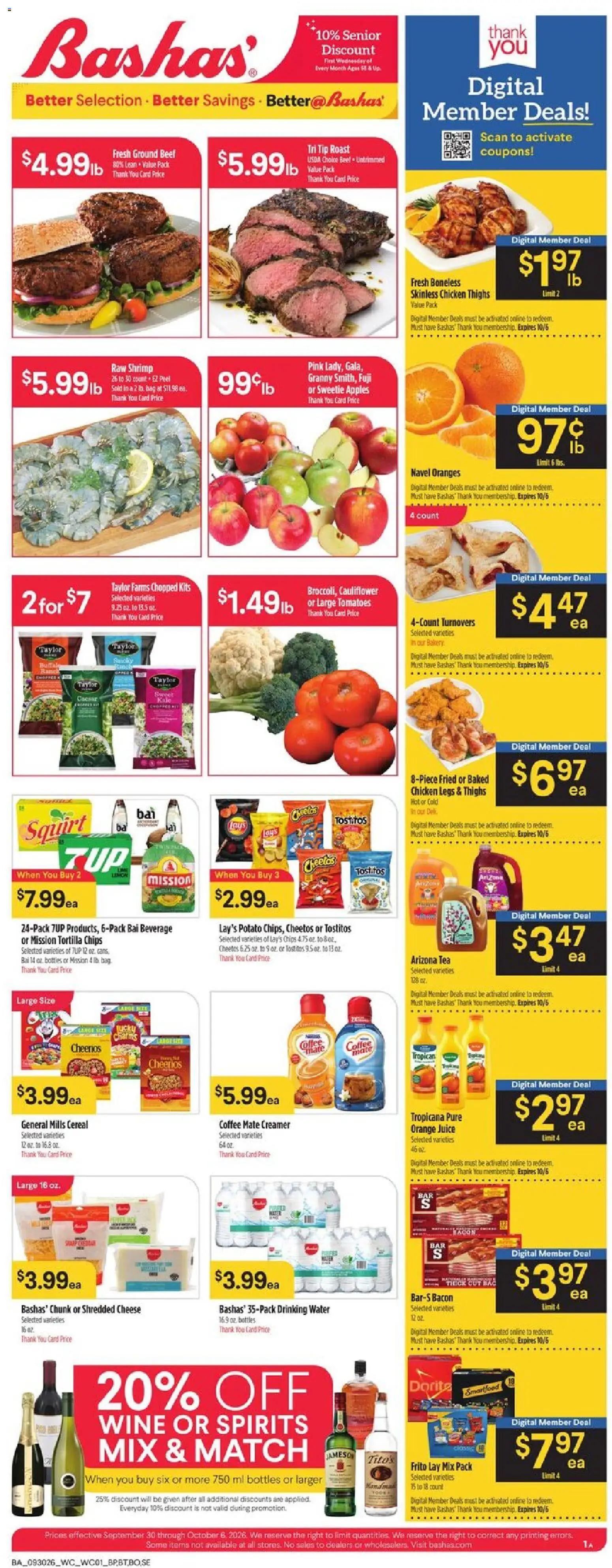 Basha's Weekly Ad - page 1- valid from 09/30/2026
