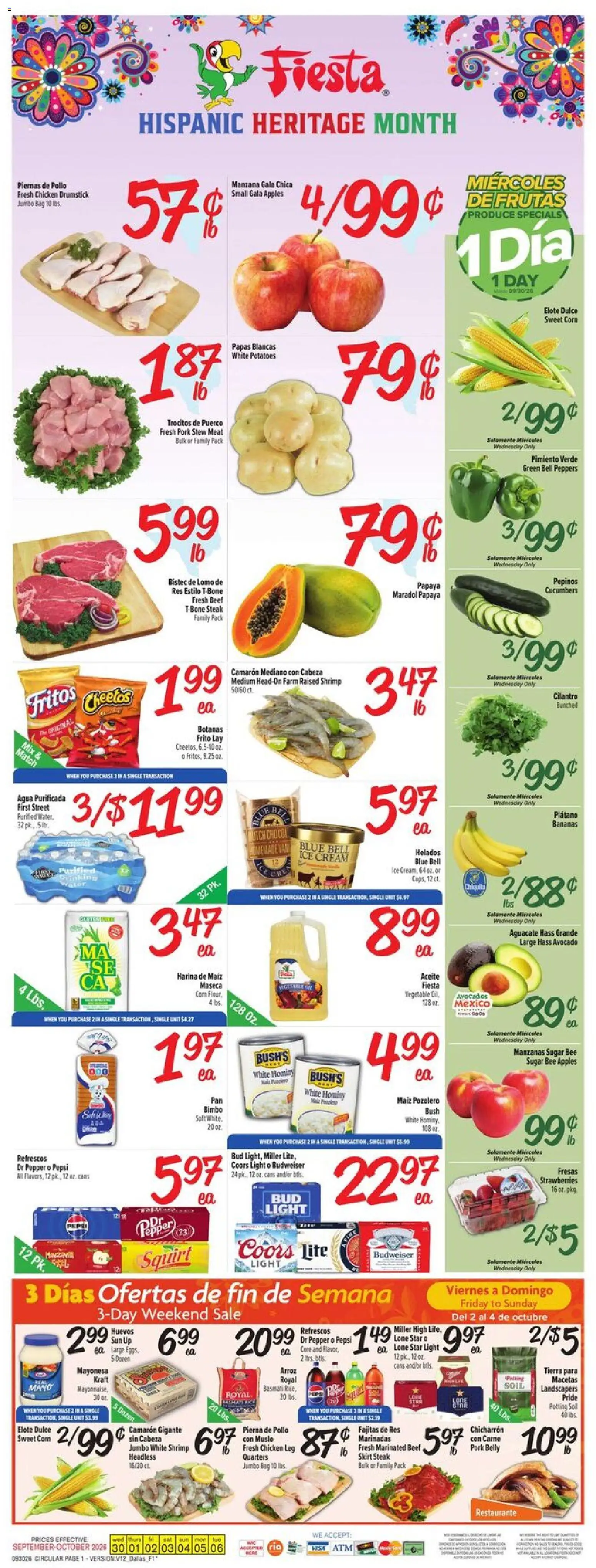 Fiesta Mart Weekly Ad - page 1- valid from 09/30/2026