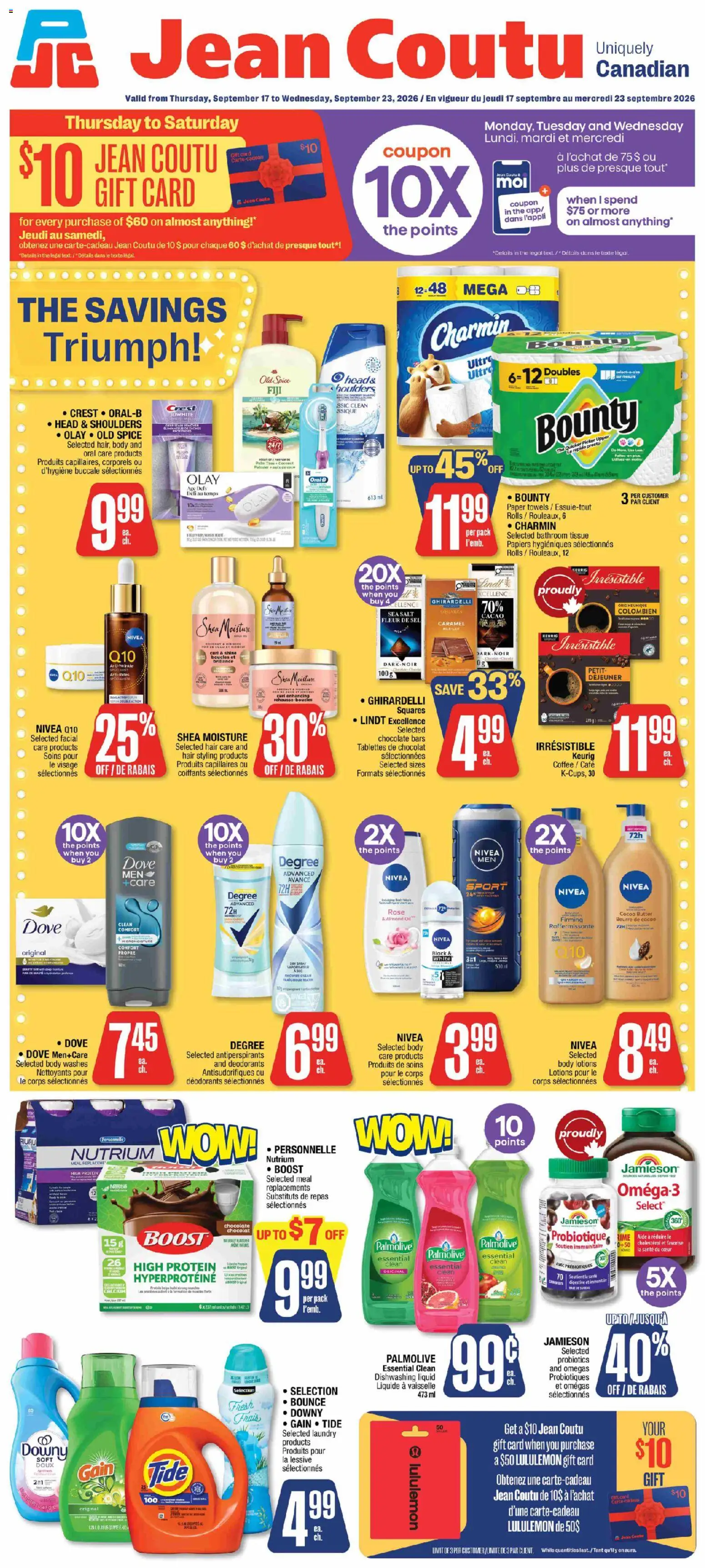 Jean Coutu weekly flyer - page 1- valid from Sep 17, 2026