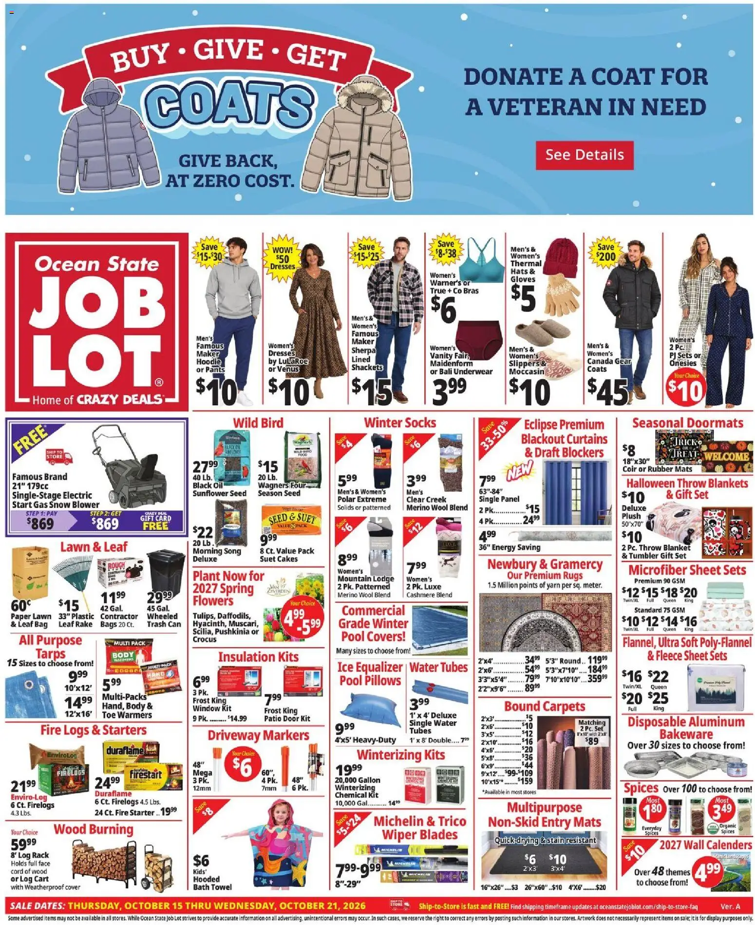 Ocean State Job Lot Weekly Ad - page 1- valid from 10/15/2026