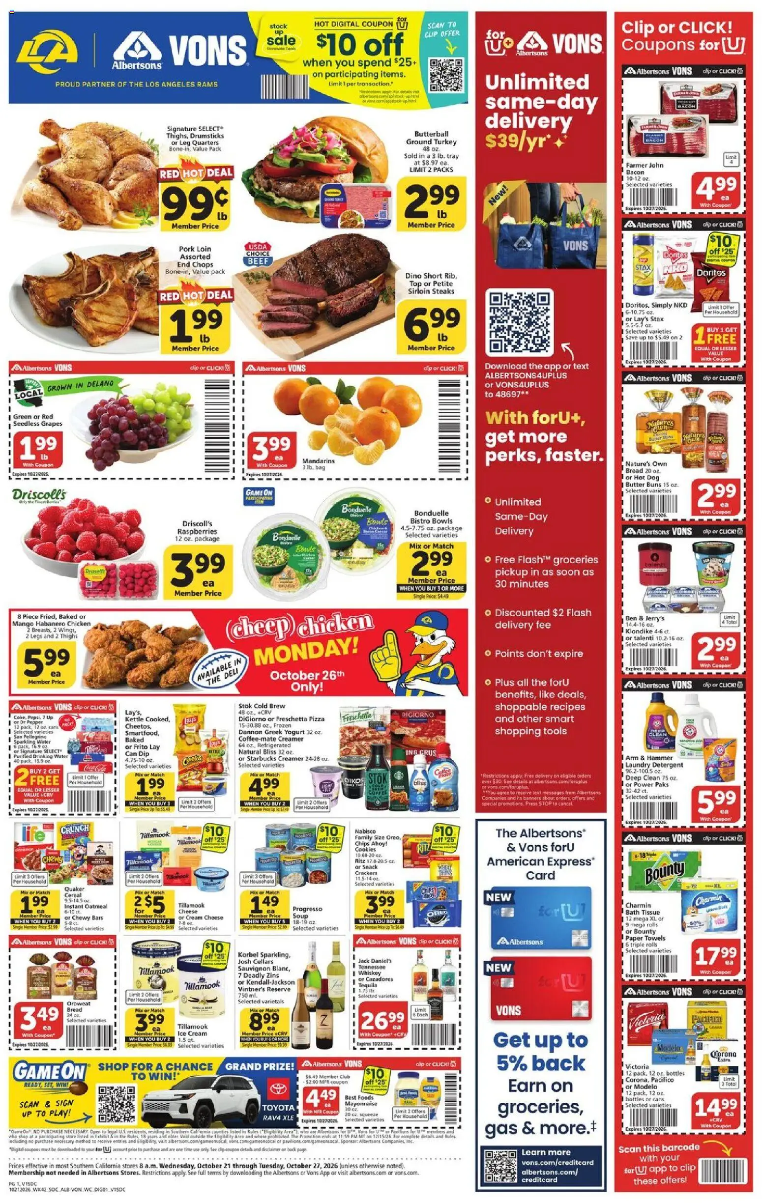Vons Weekly Ad - page 1- valid from 10/21/2026