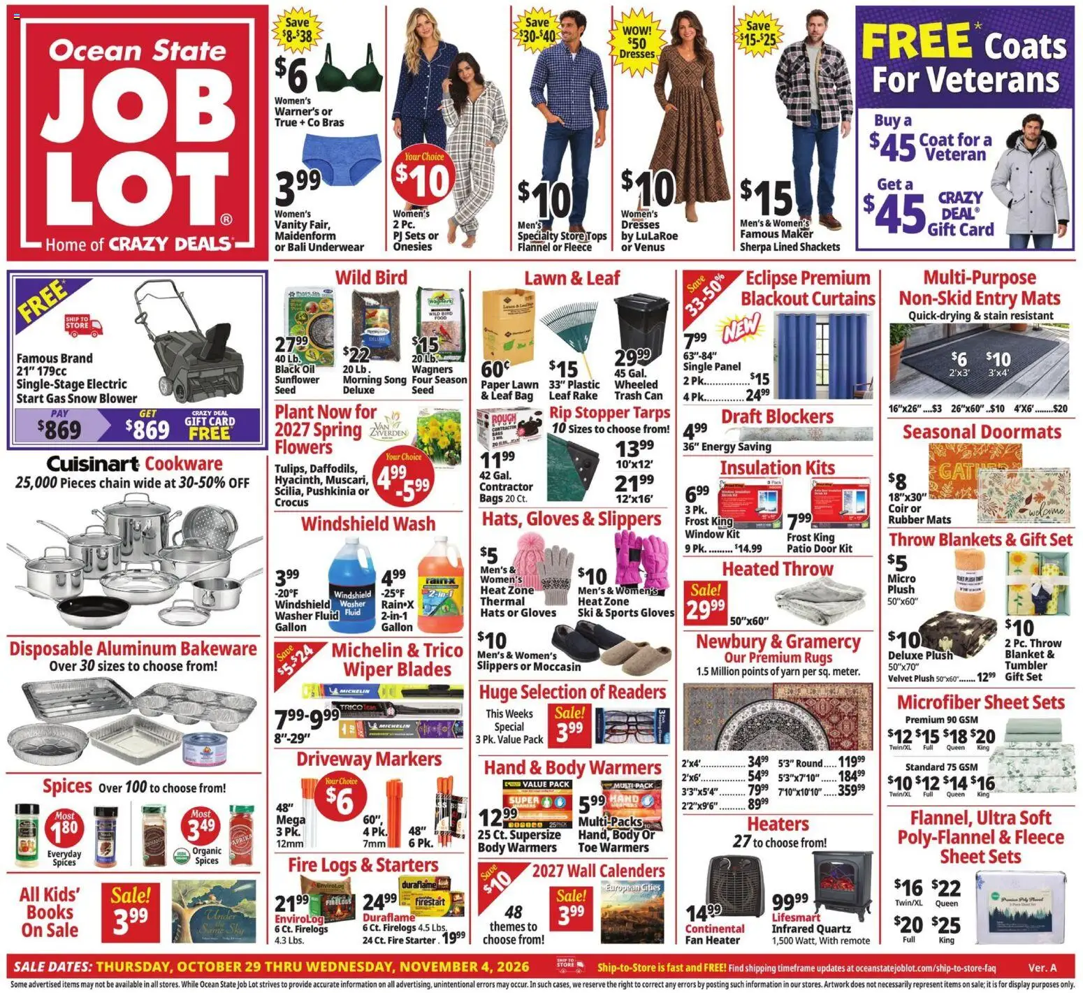 Ocean State Job Lot Weekly Ad - page 1- valid from 10/29/2026
