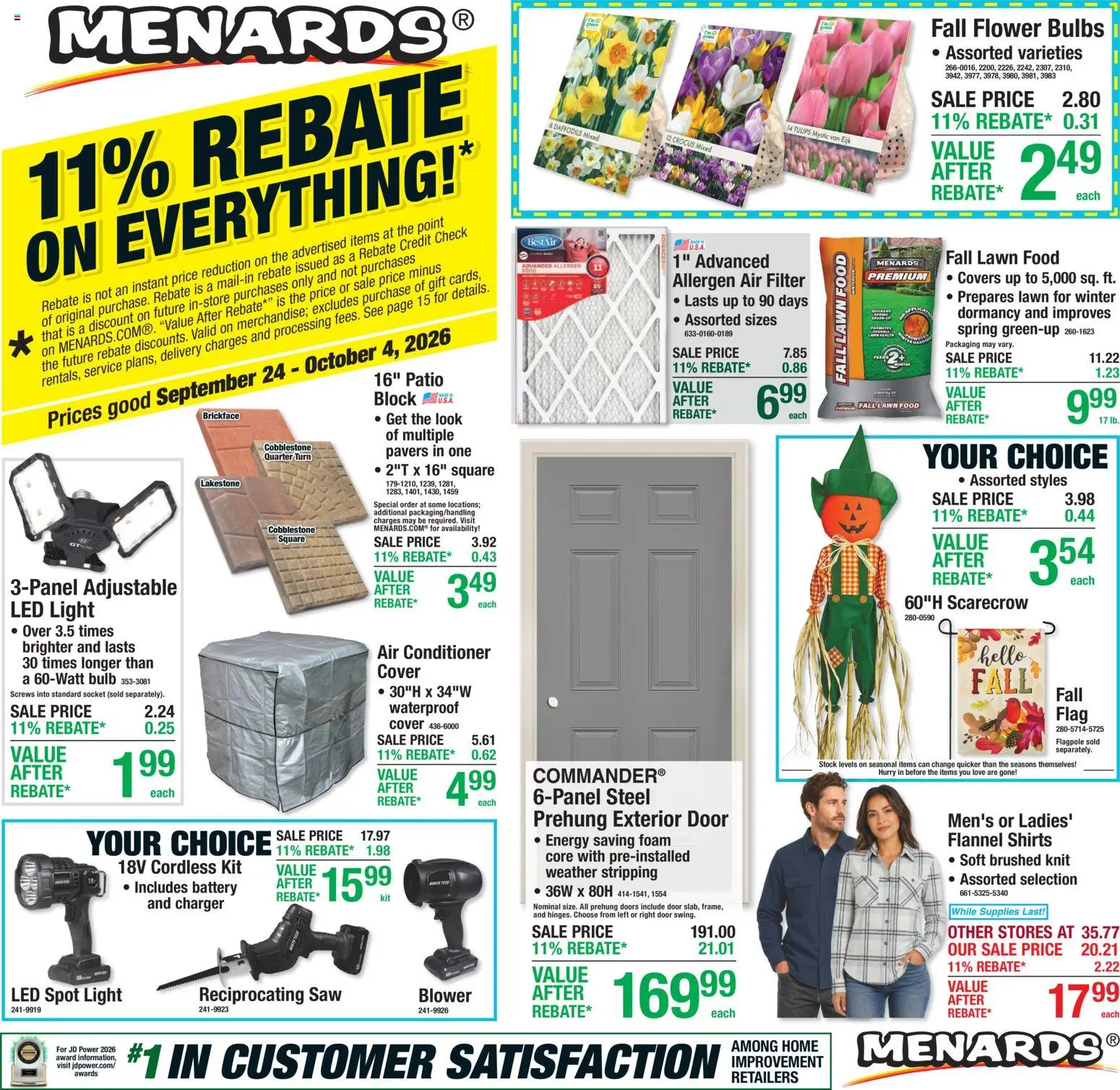 Menards Weekly Ad - page 1- valid from 09/24/2026