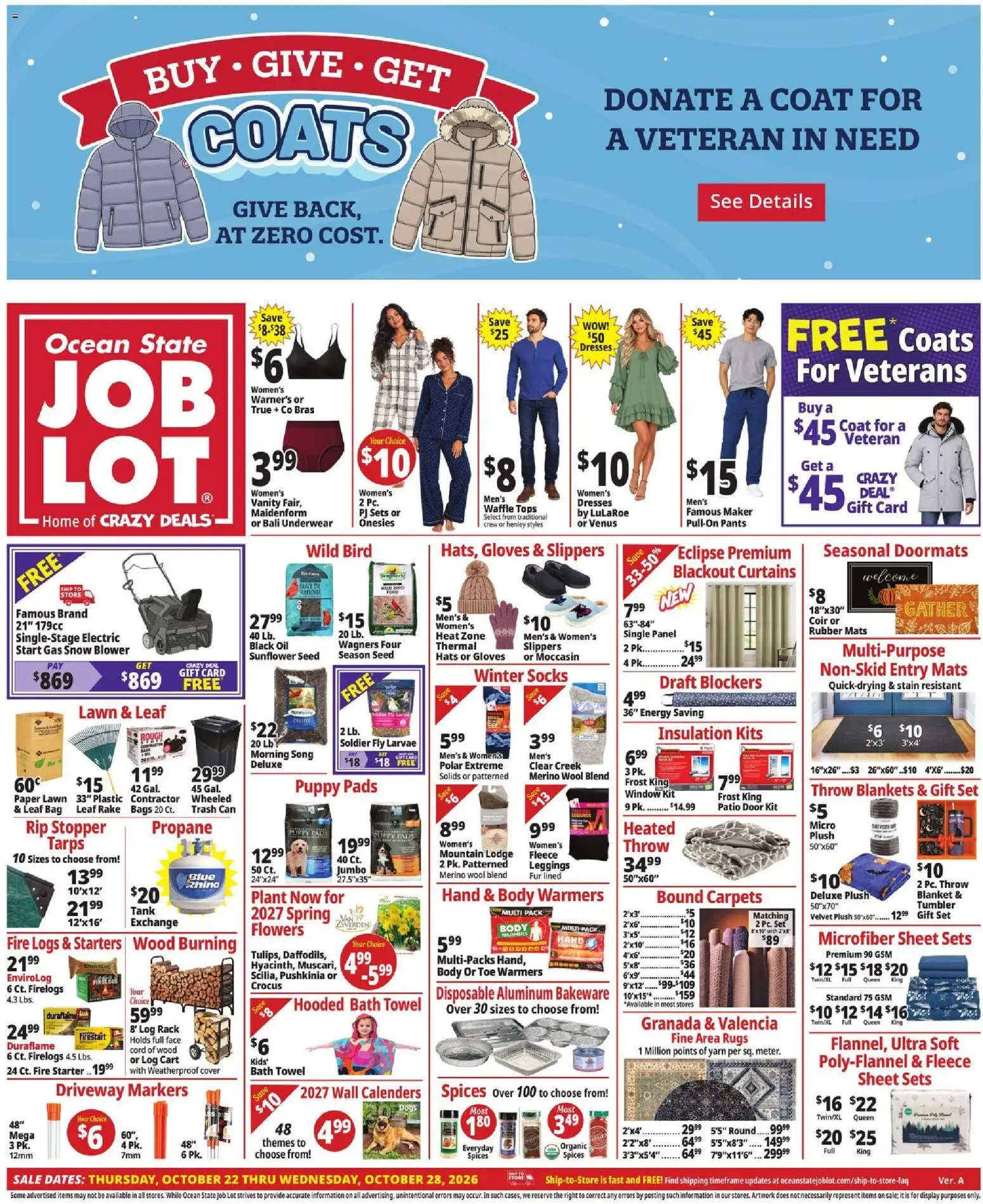 Ocean State Job Lot Weekly Ad - page 1- valid from 10/22/2026