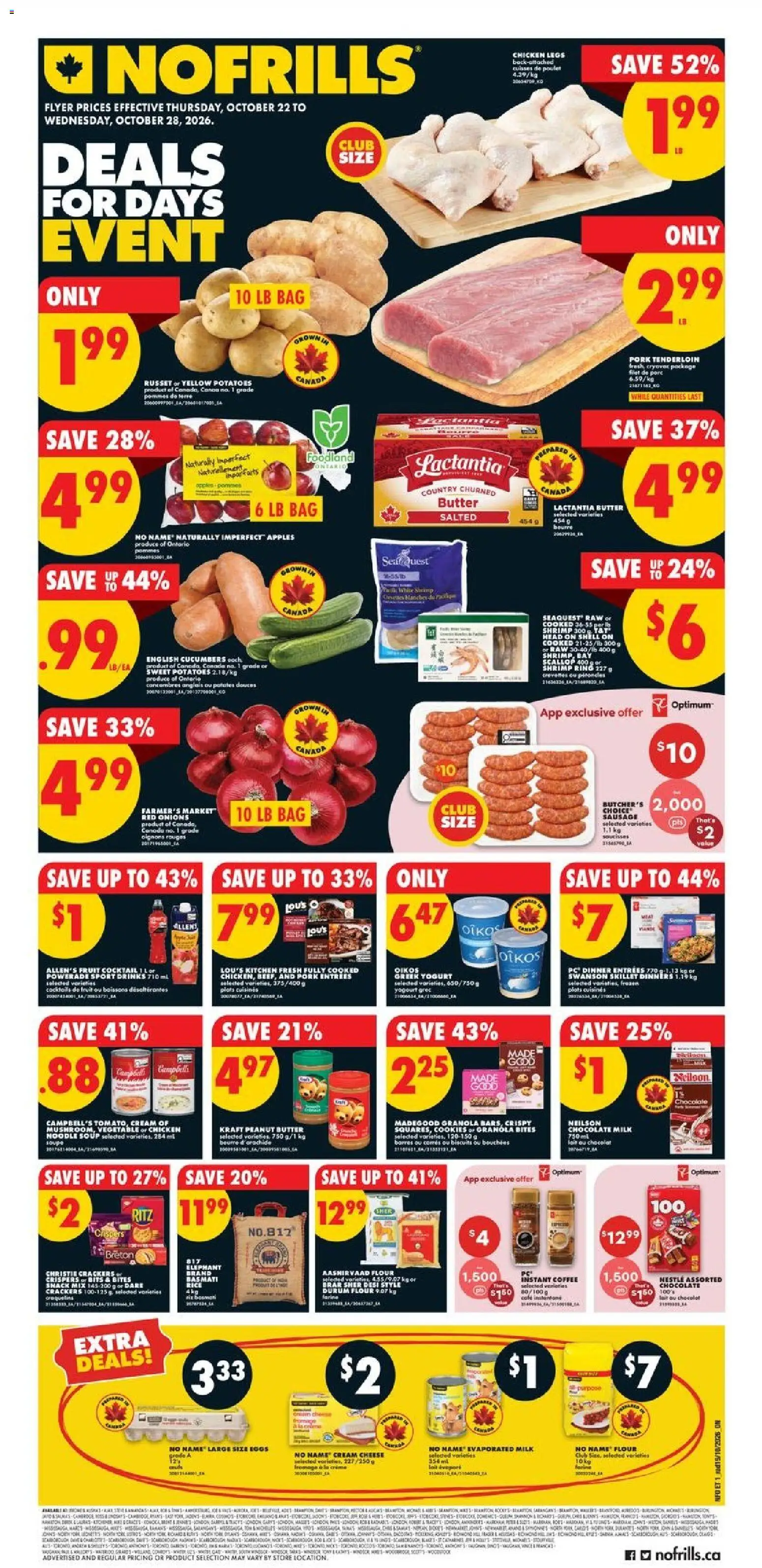 No Frills weekly flyer / circulaire - page 1- valid from Oct 22, 2026
